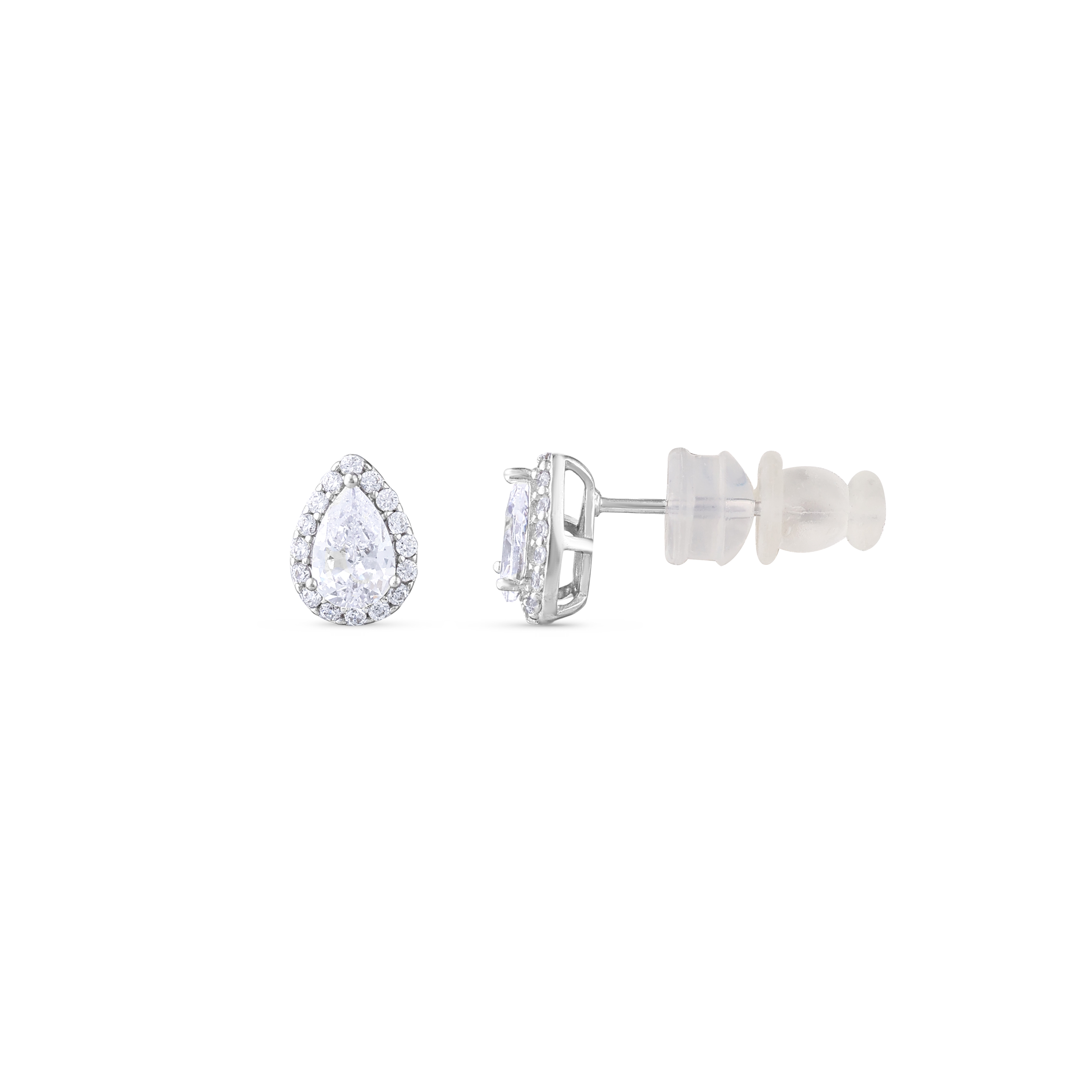 Серьги-гвоздики из серебра с цирконом Gift Collection, инкрустированные камнями