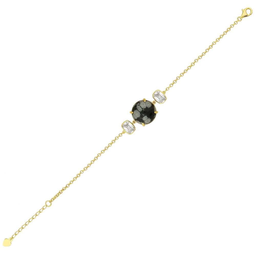 Lucky Gems Collection Yellow Plated with White Stone and Natural Snowdrop Stone Bi