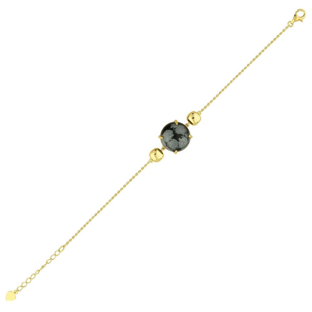 Lucky Gems Collection Yellow Plated Snow Flower Stone Silver Bracelet