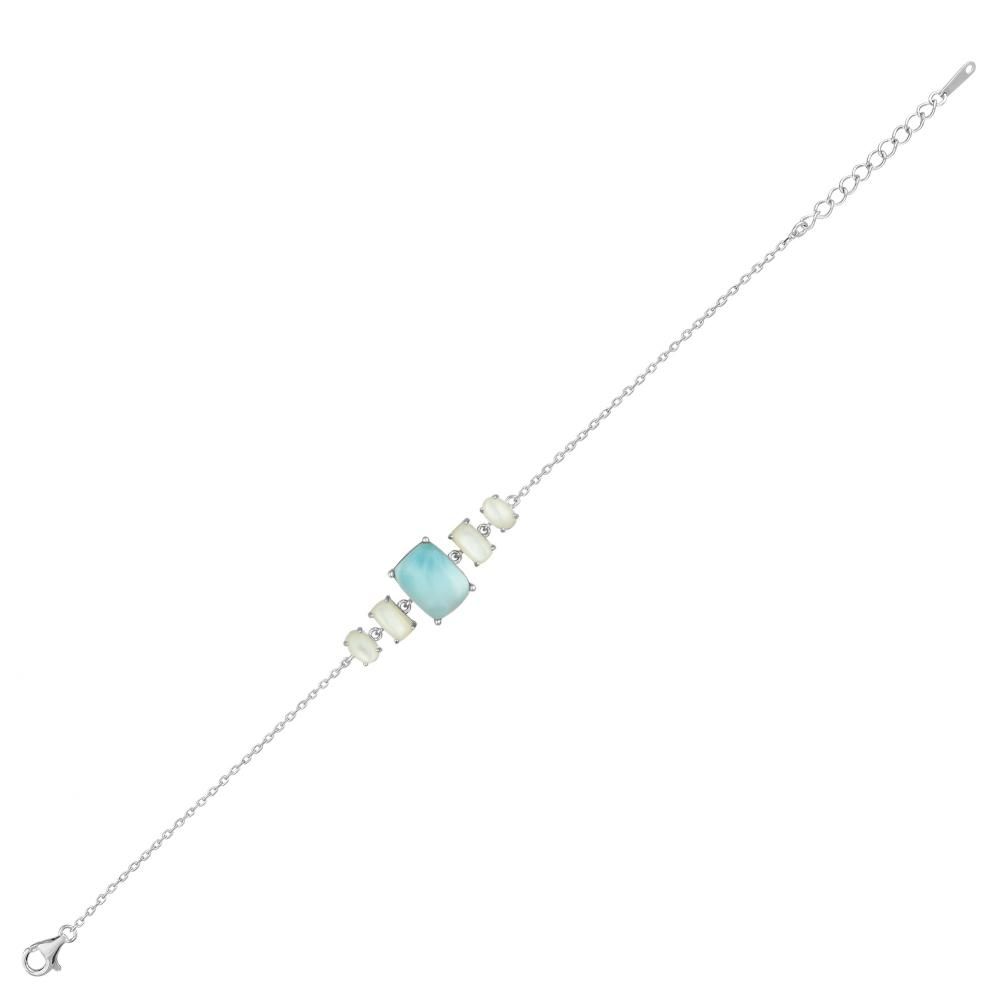 Lucky Gems Collection Light Blue and White Stone Silver Bracelet