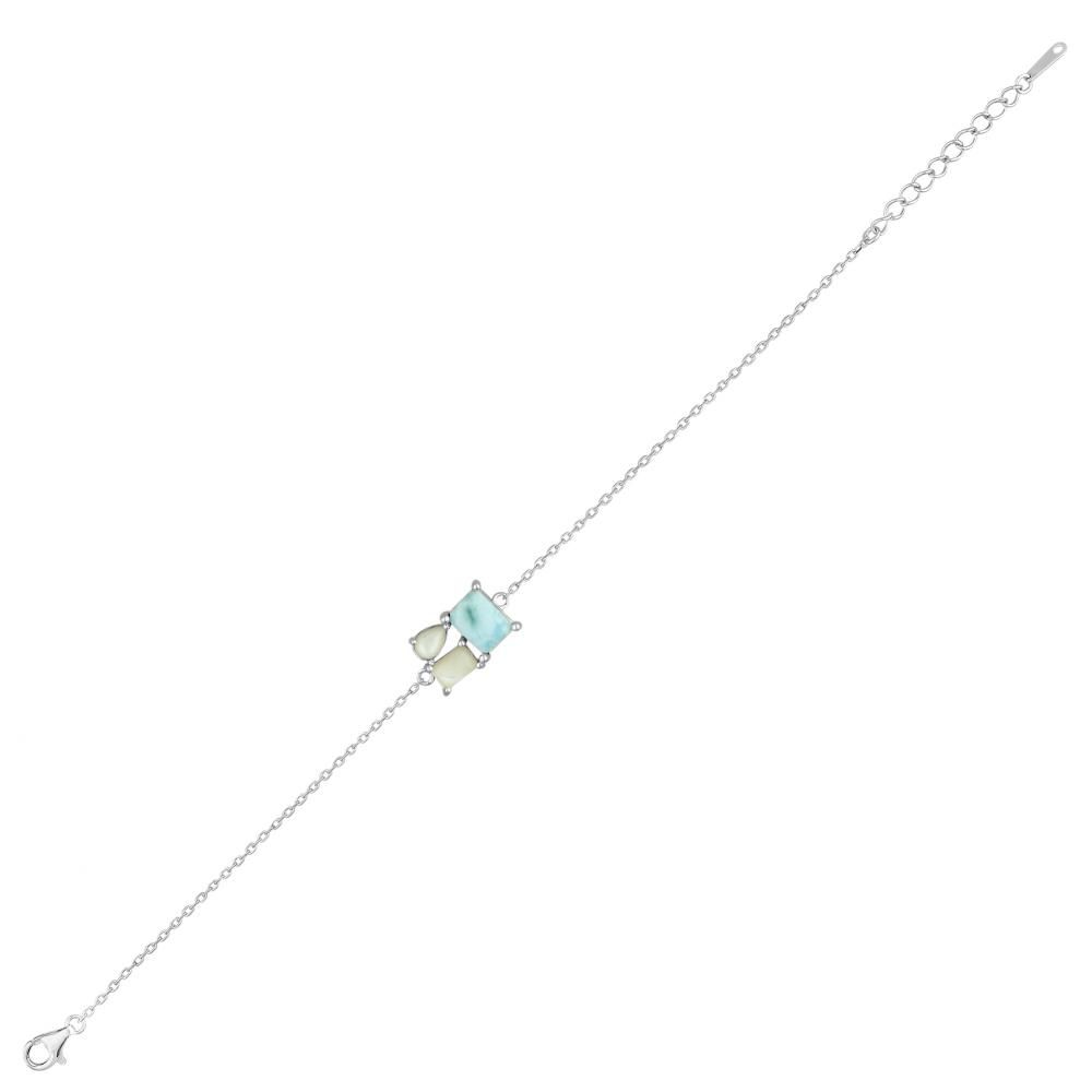 Серебряный браслет Lucky Gems Collection с тонкой цепочкой и деталями из нескольких натуральных камней