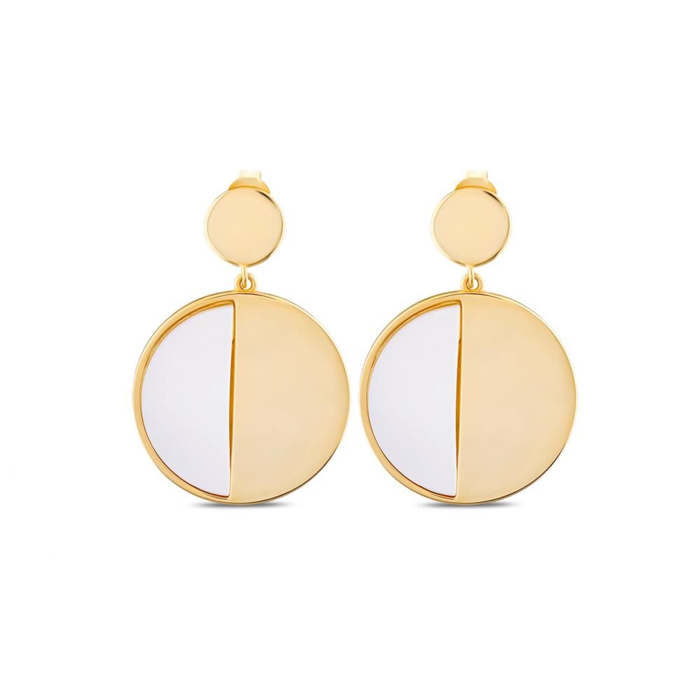 Lucky Gems Model-3 Mother-of-Pearl Gold-Colored Silver Earrings