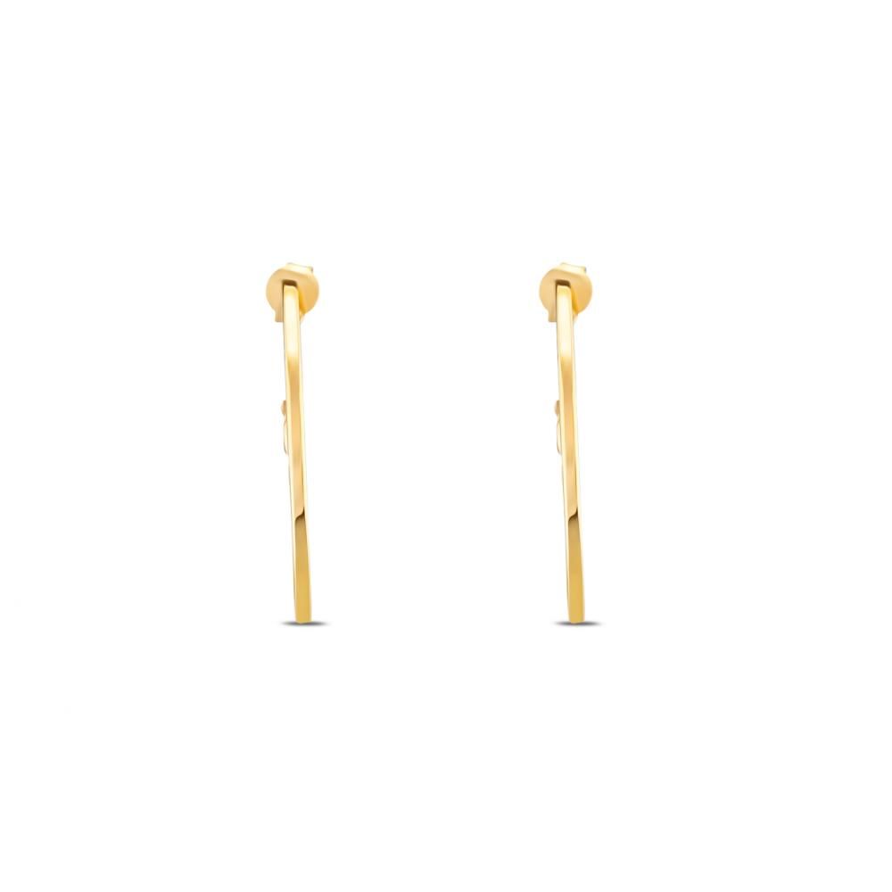 Lucky Gems Model-2 Mother-of-Pearl Stone Gold-Colored Silver Earrings