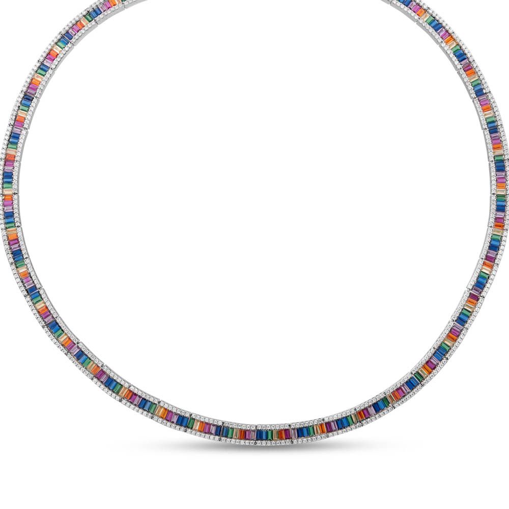 Колье из серебра с багетной огранкой Rainbow Collection