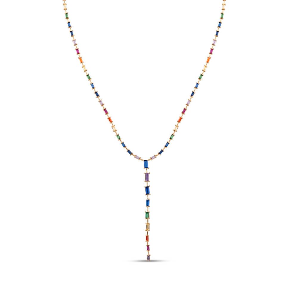 Колье Rainbow Salkım Baget Kesim из зеленого золота с серебром
