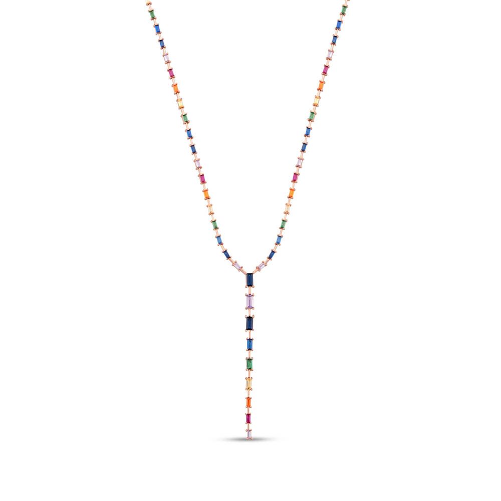 Колье Rainbow Salkım Baget Kesim из розового золота с серебром