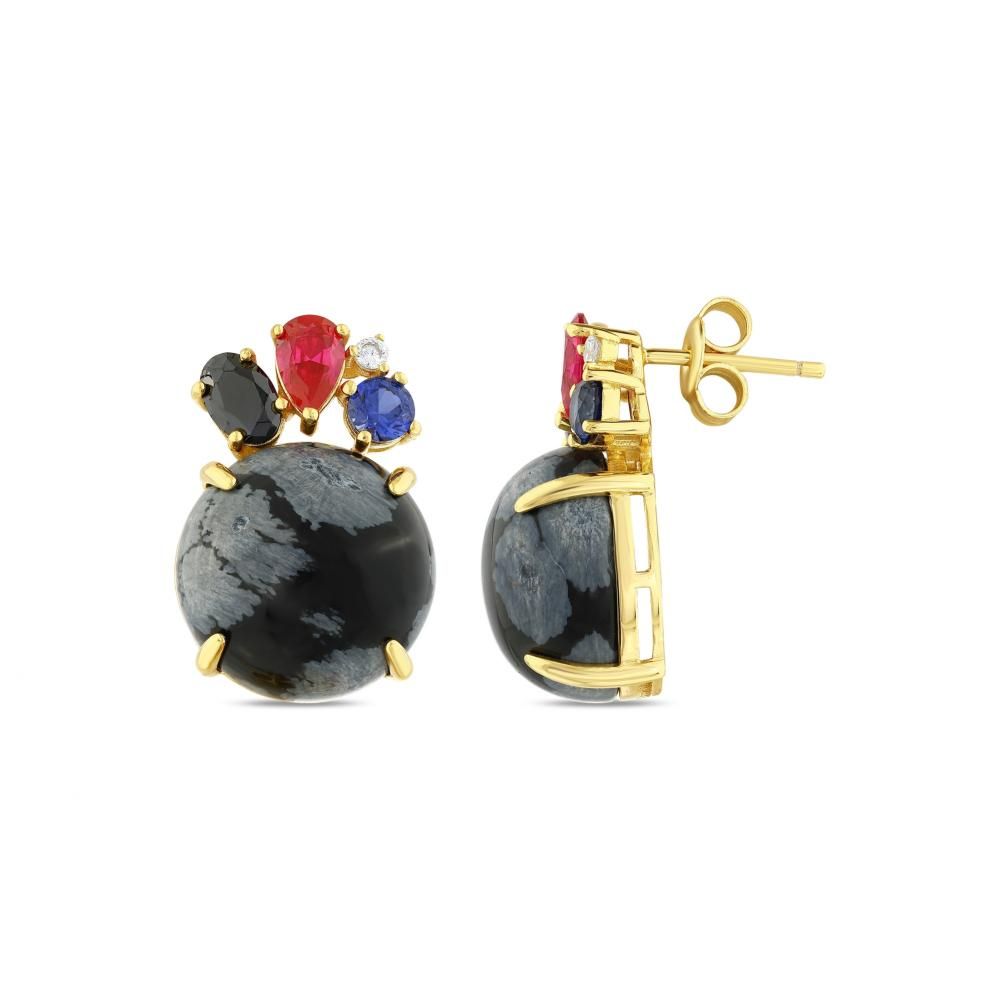 Lucky Gems Collection Snowflake Flower with Stone and Colorful Zircon Stone