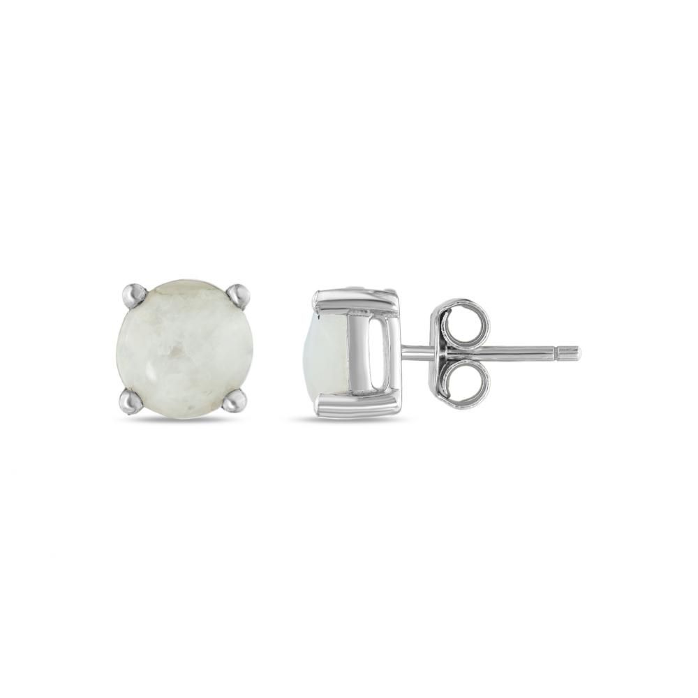 Lucky Gems Collection Round White Mother of Pearl Silver Earrings