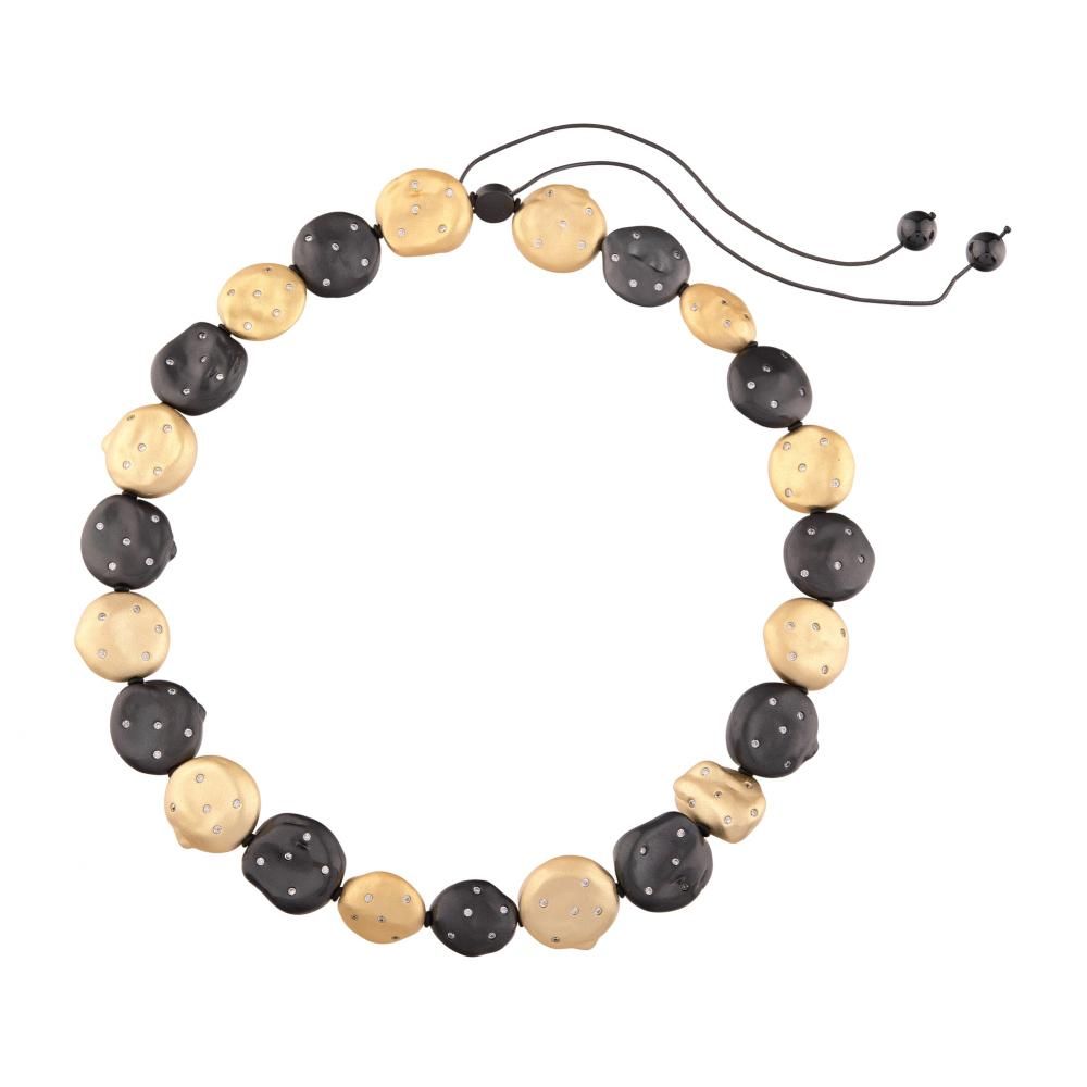 Clouds Amorphous Black-Gold Color Silver Necklace