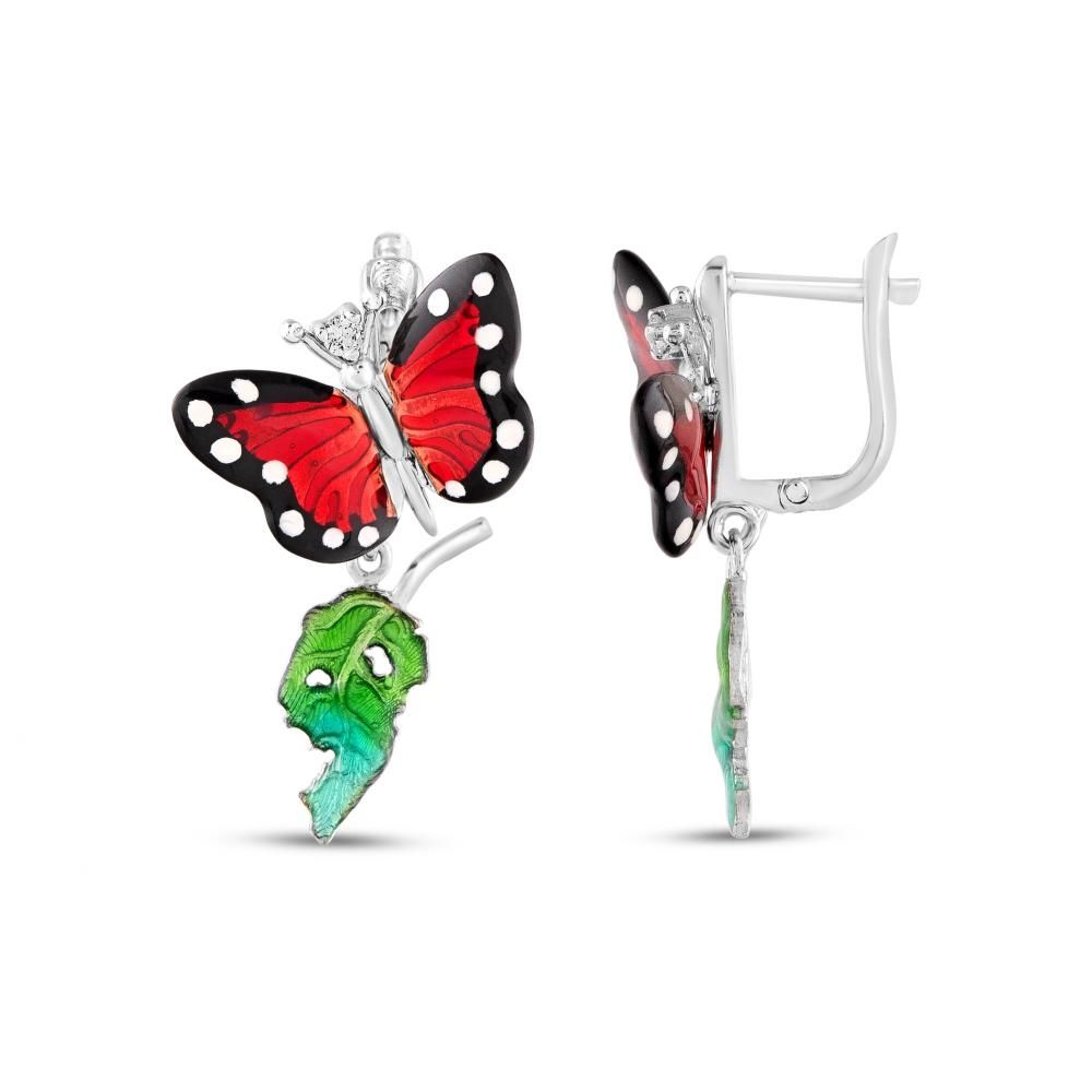 Monarch Butterfly Kırmızı Mineli Kelebek ve Yeşil Yaprak Figürlü Sallantılı