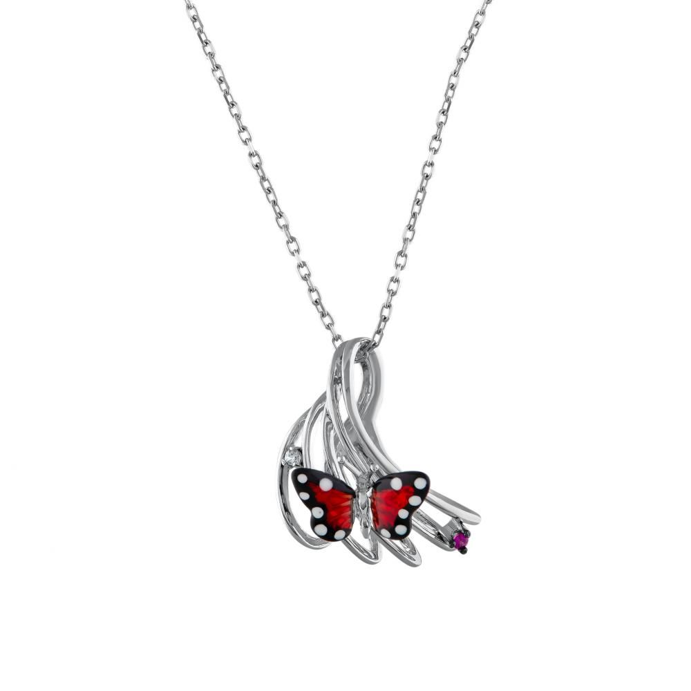 Monarch Butterfly Design Modern Silver Necklace