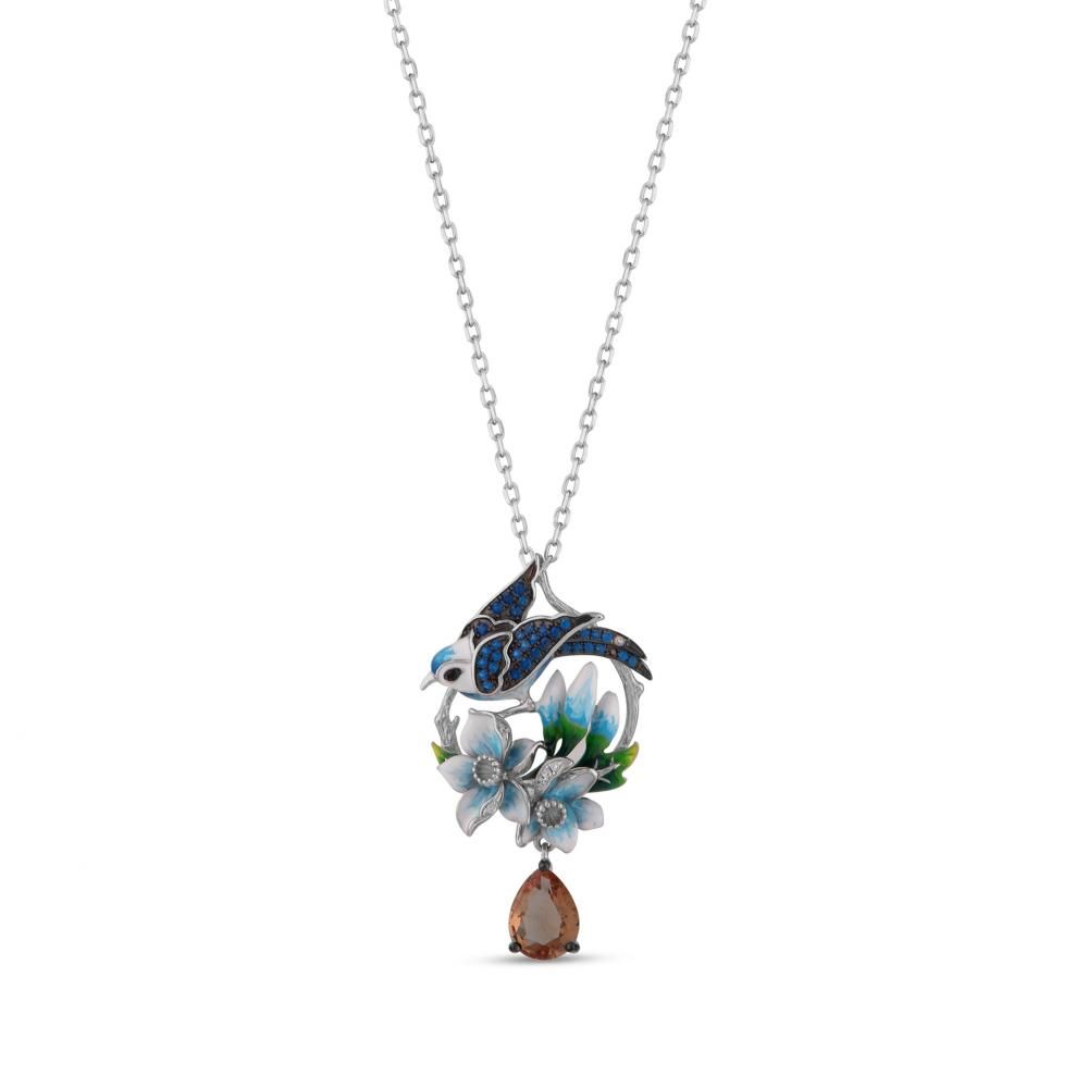 Zultanite Model-8 Enamelled Silver Necklace