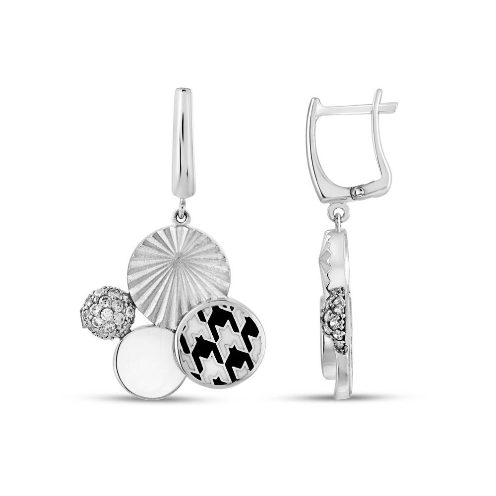 Pied De Poule Model-3 Silver Earring