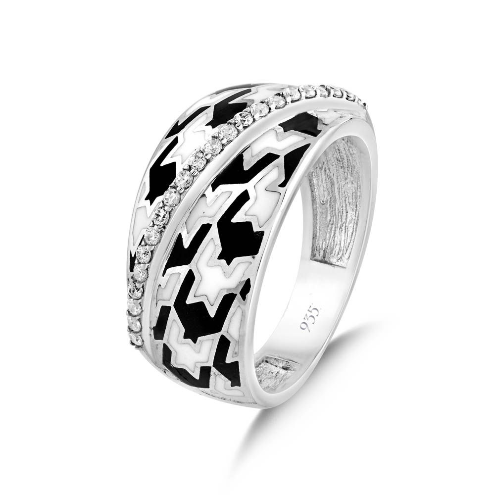 Pied De Poule Model-9 Silver Ring