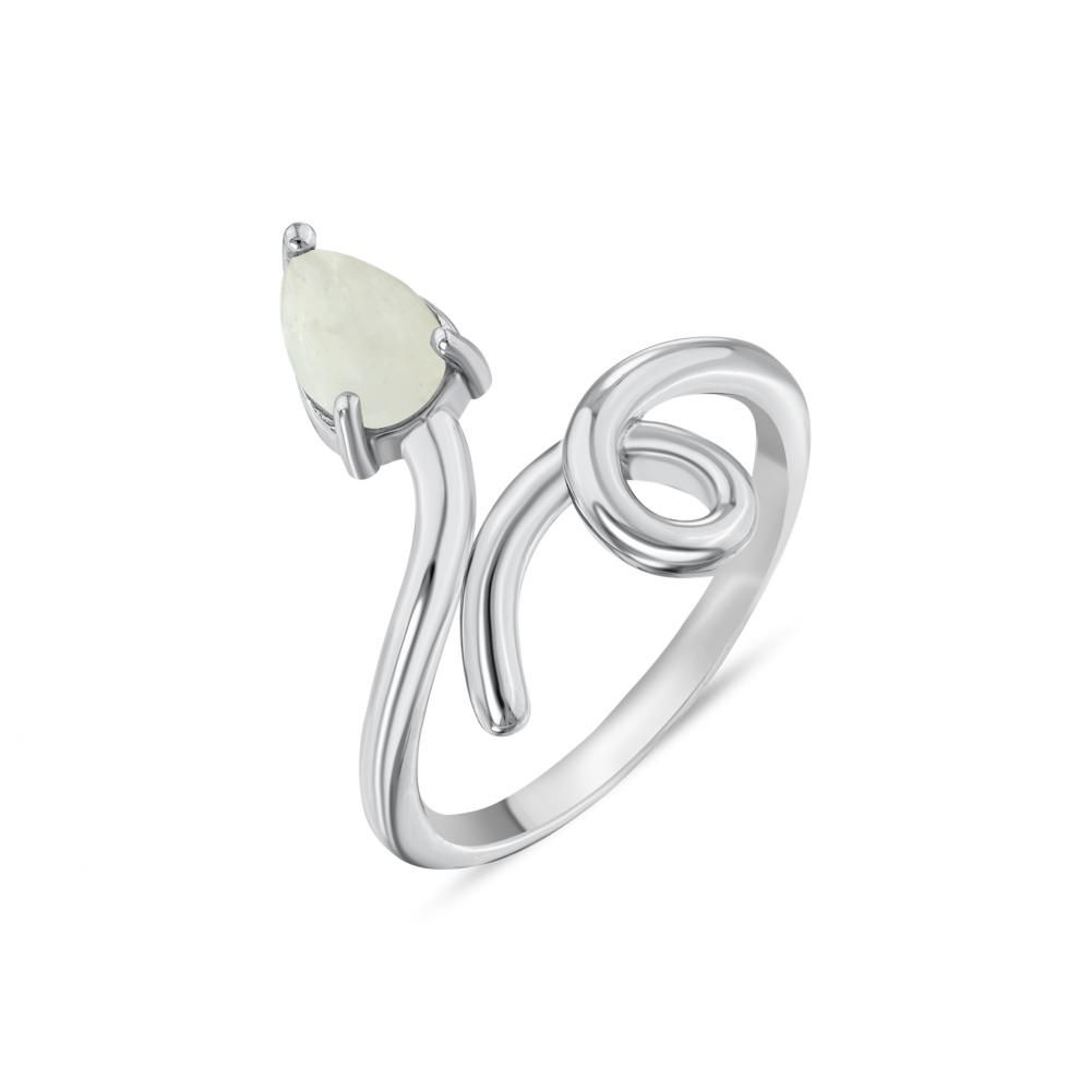 Lucky Gems Collection Drop Cut Natural Stone Spiral Silver Ring