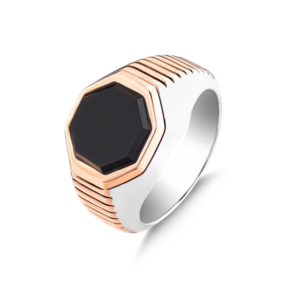 Bravoman Tiger's Eye Octagonal Silver Ring