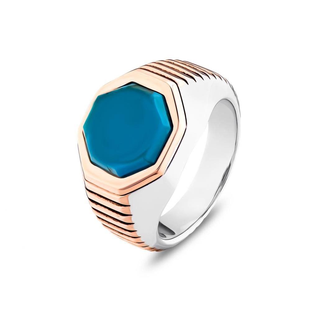 Bravoman Turquoise Stone Octagonal Silver Ring