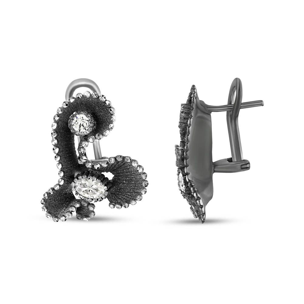 Soul Dance Model-2 Northern Lights Motif Black Silver Earrings