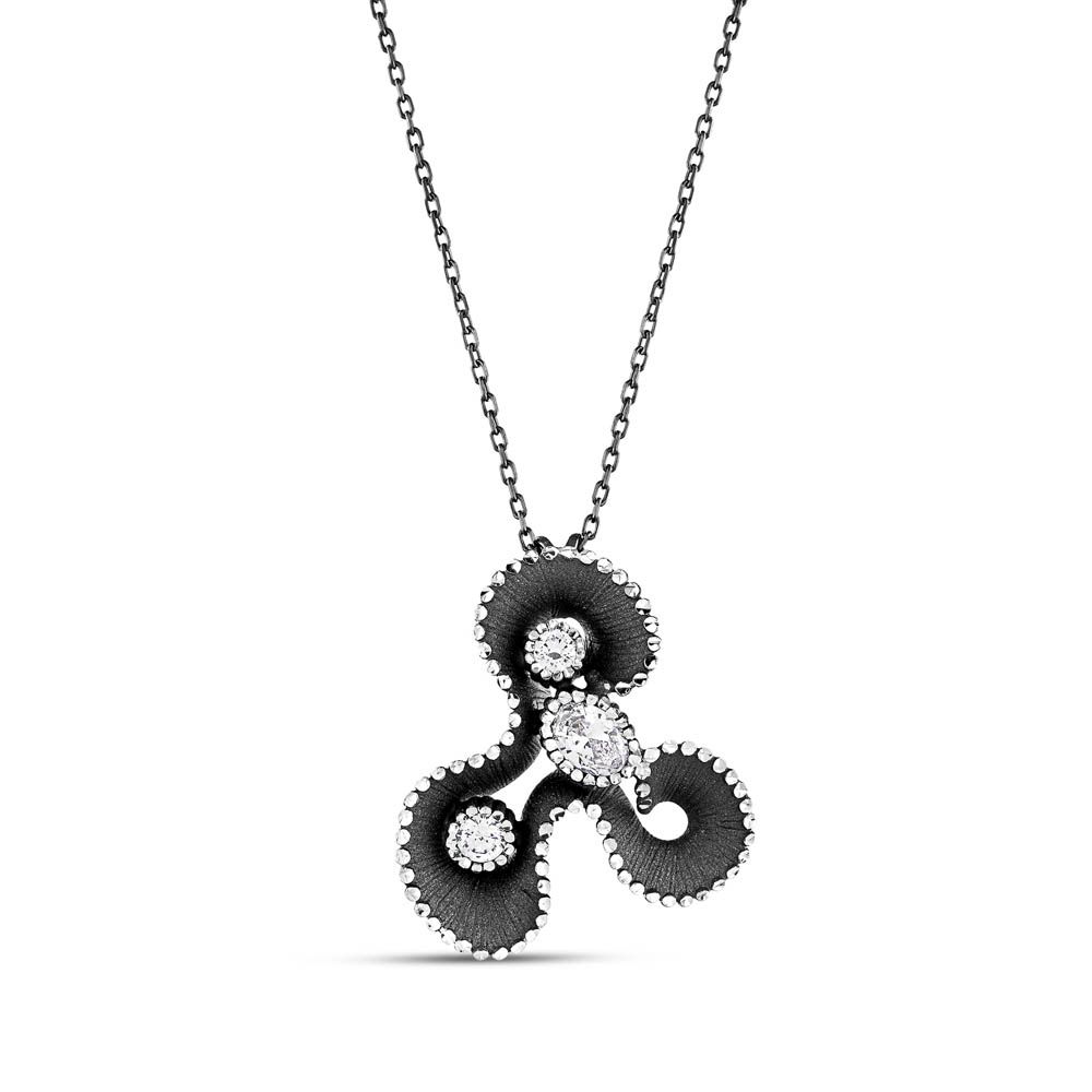 Soul Dance Collection Northern Lights Motif Black Silver Necklace
