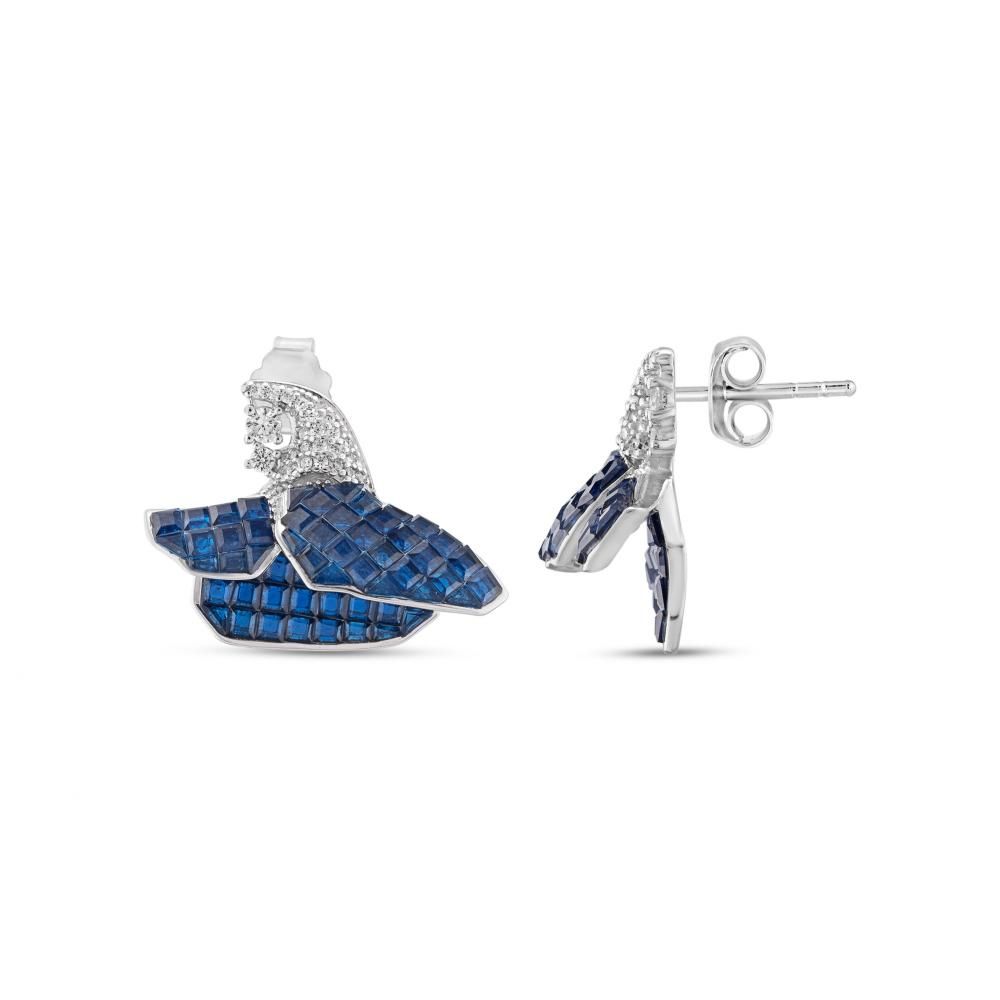Eclat Blue Poppy Silver Earrings