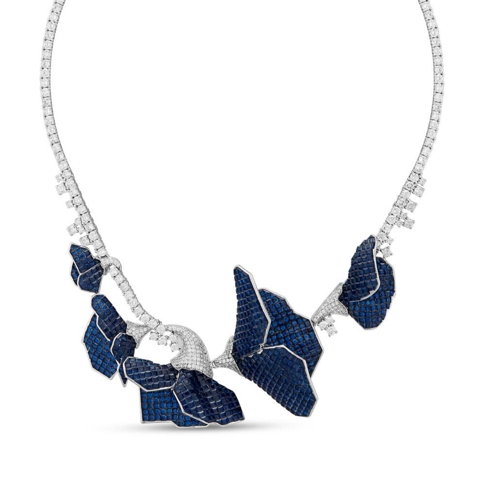 Eclat Blue Poppy Silver Necklace