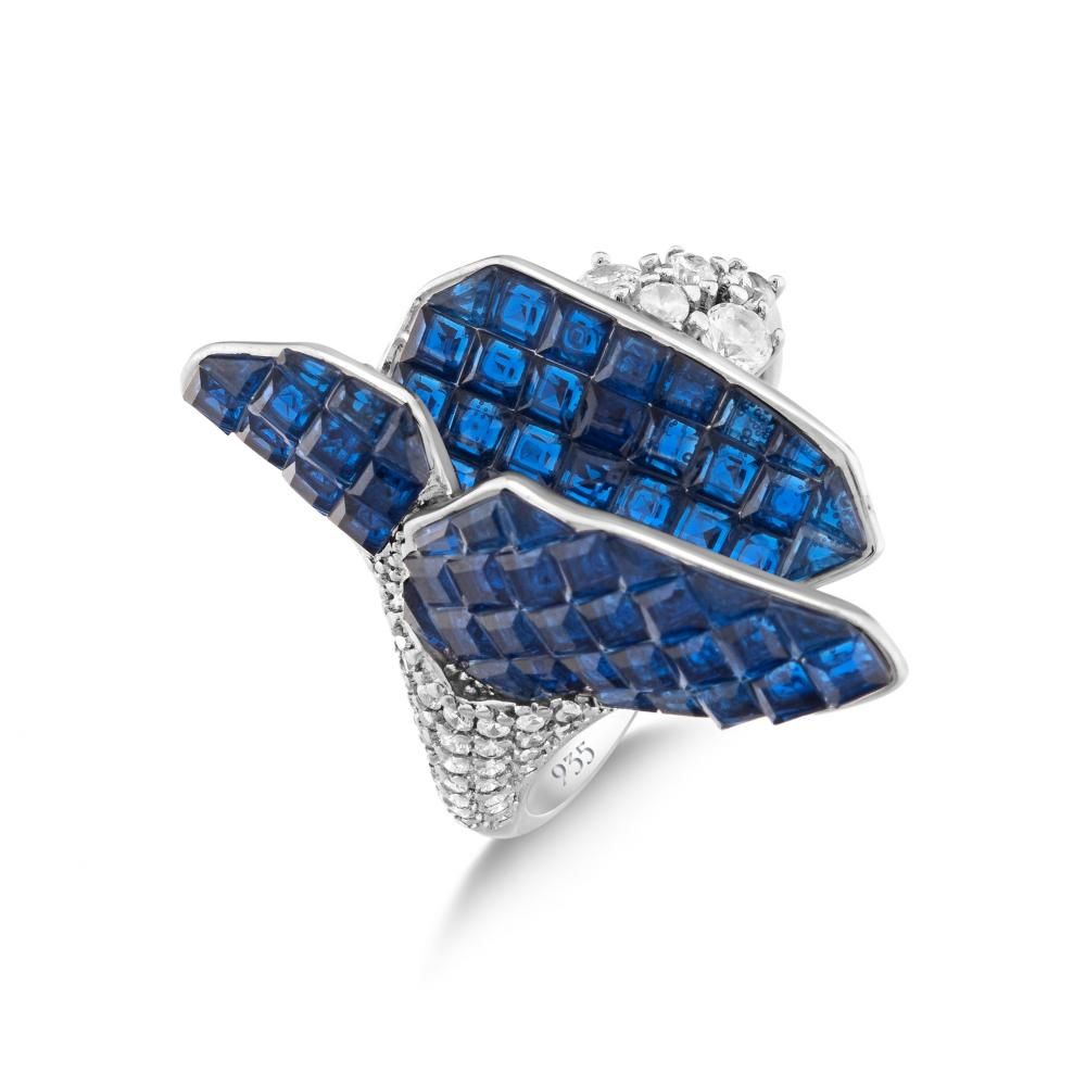 Eclat Blue Poppy Silver Ring