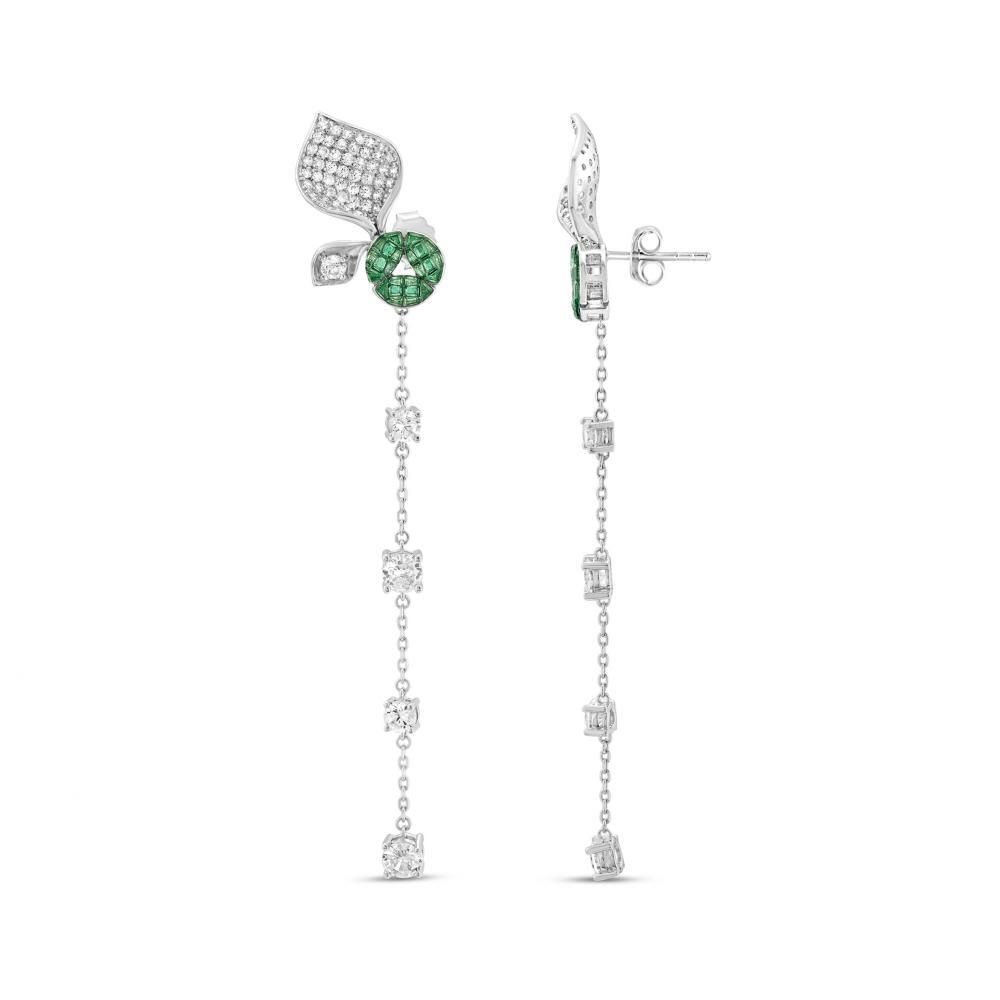 Серебряные серьги Eclat Collection Green Bud