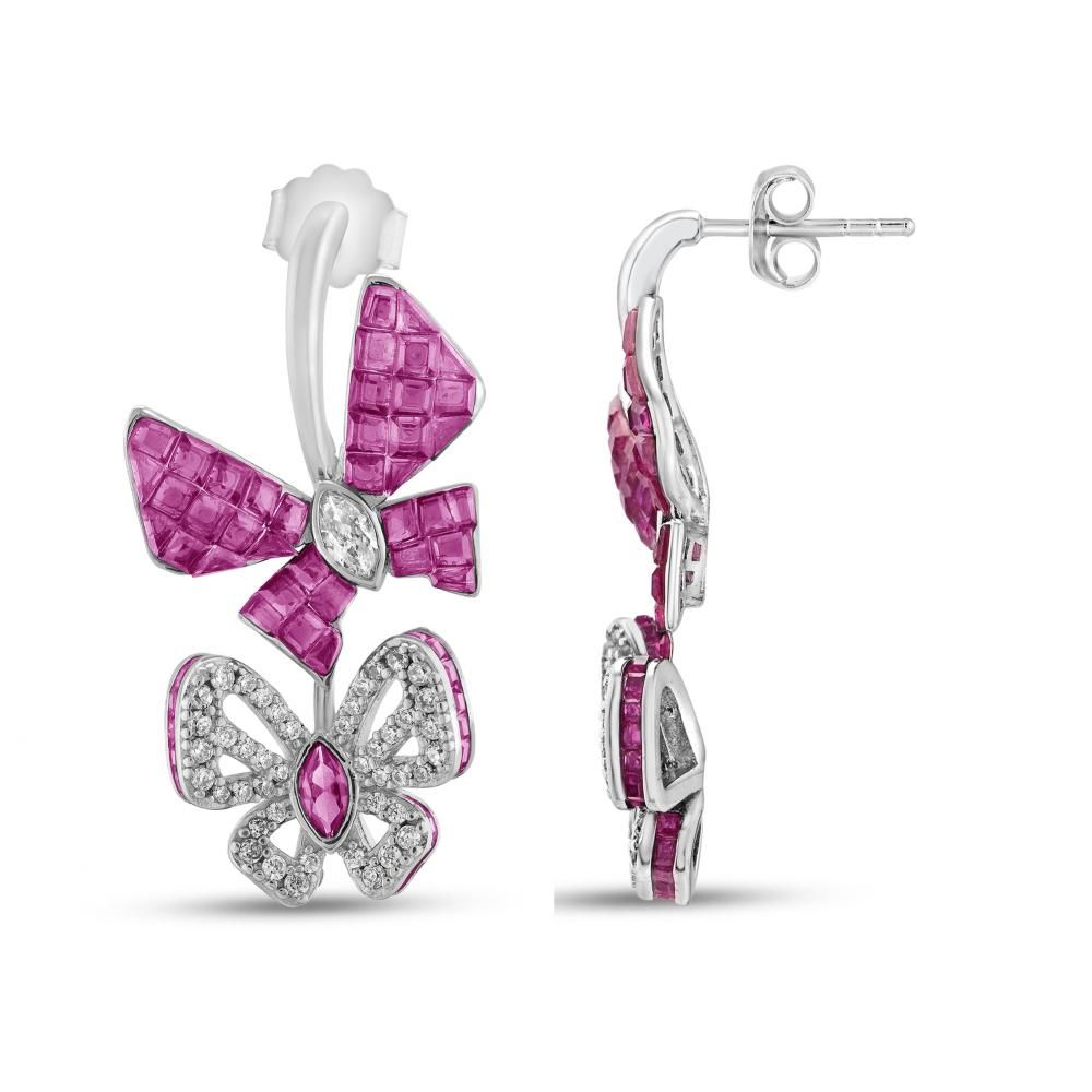 Серьги Eclat Collection из серебра с розовой бабочкой