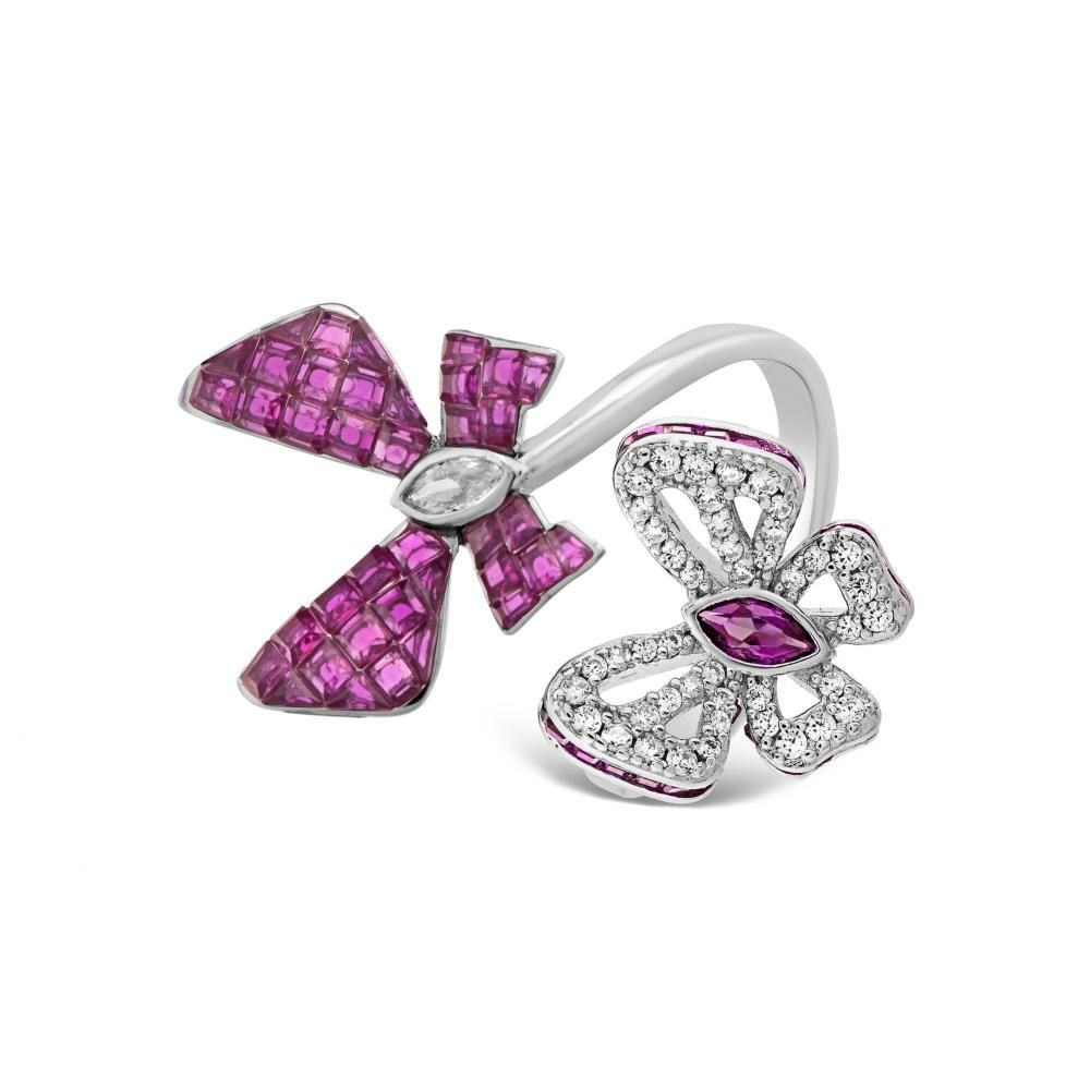 Серебряное кольцо Eclat Collection с розовой бабочкой