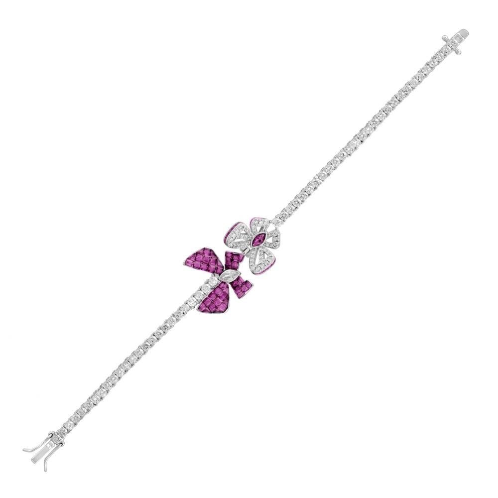 Серебряный браслет Eclat Collection с розовой бабочкой