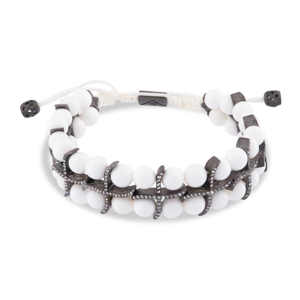 Shamballa Zircon Double Row White Natural Stone Bracelet