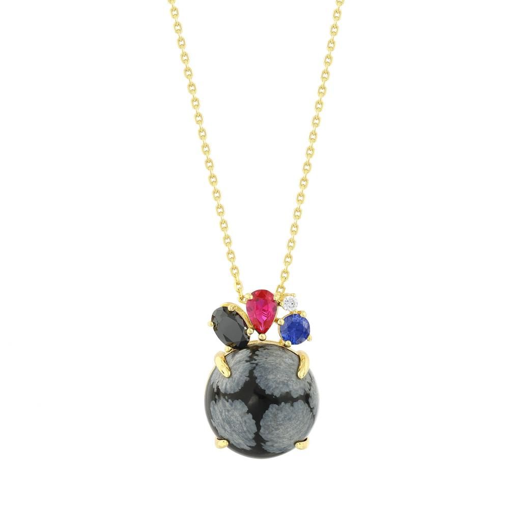 Lucky Gems Collection Gold Plated Snowdrop Stone and Colored Zircon Cluster