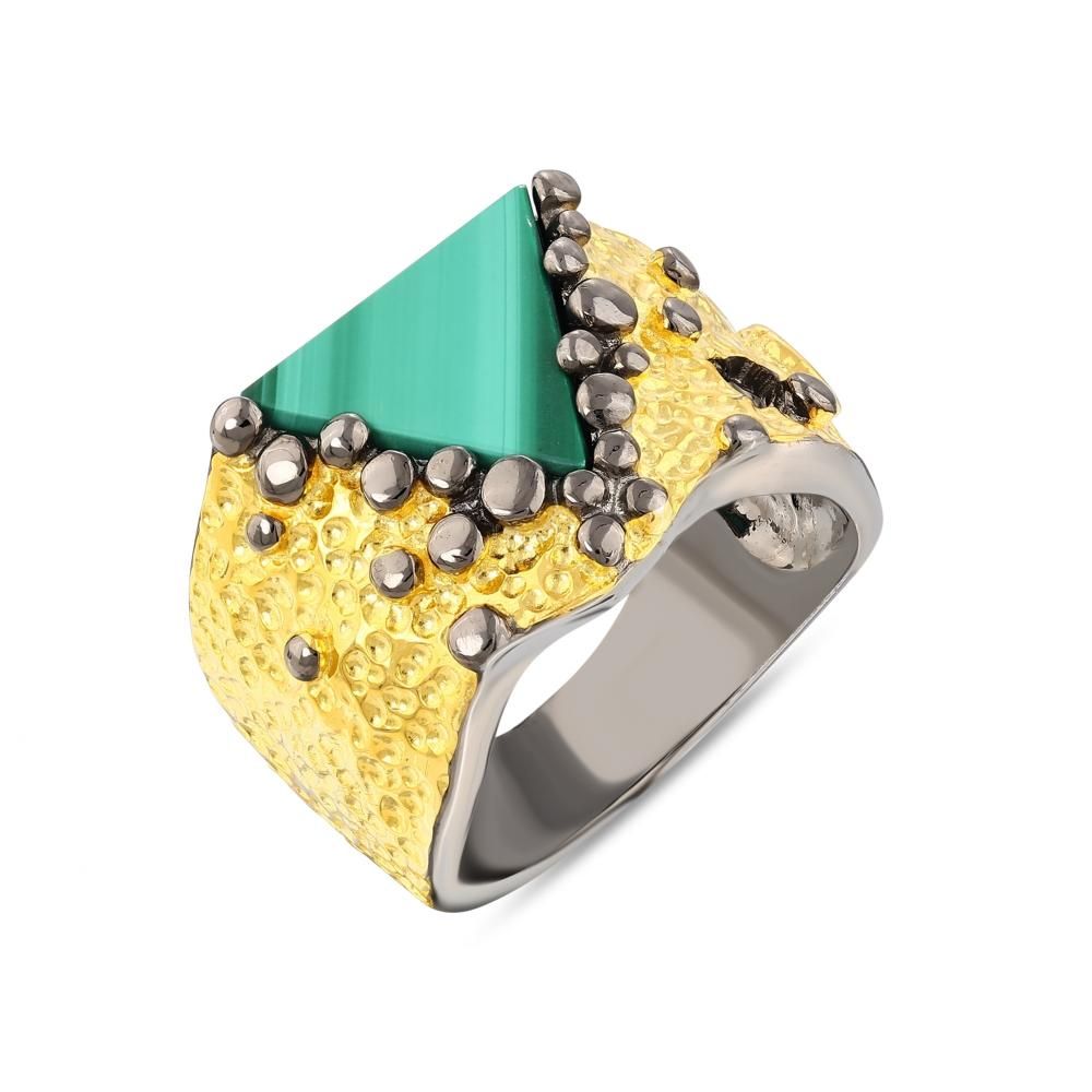 Kaleidoscope Collection Triangle Green Stone Silver Ring