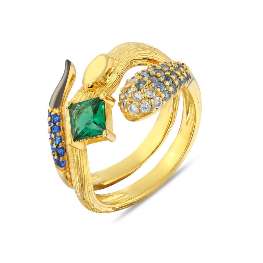Kaleidoscope Collection Green Square Stone Design Silver Ring
