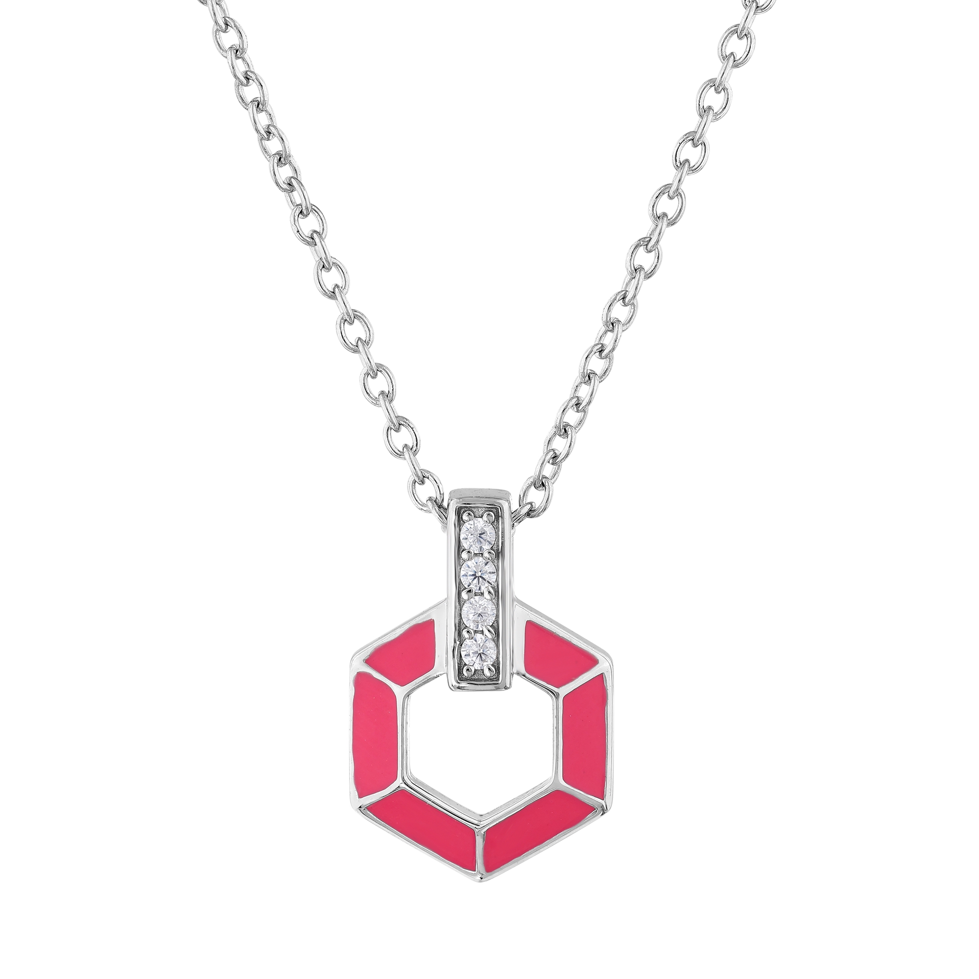 Gift Collection Pink Enamel Geometric Necklace