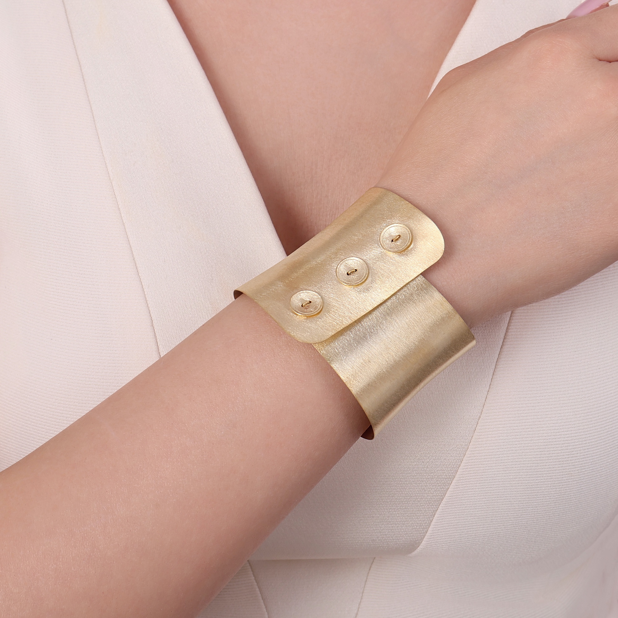 Sun Collection Wide Bracelet with Button Detail