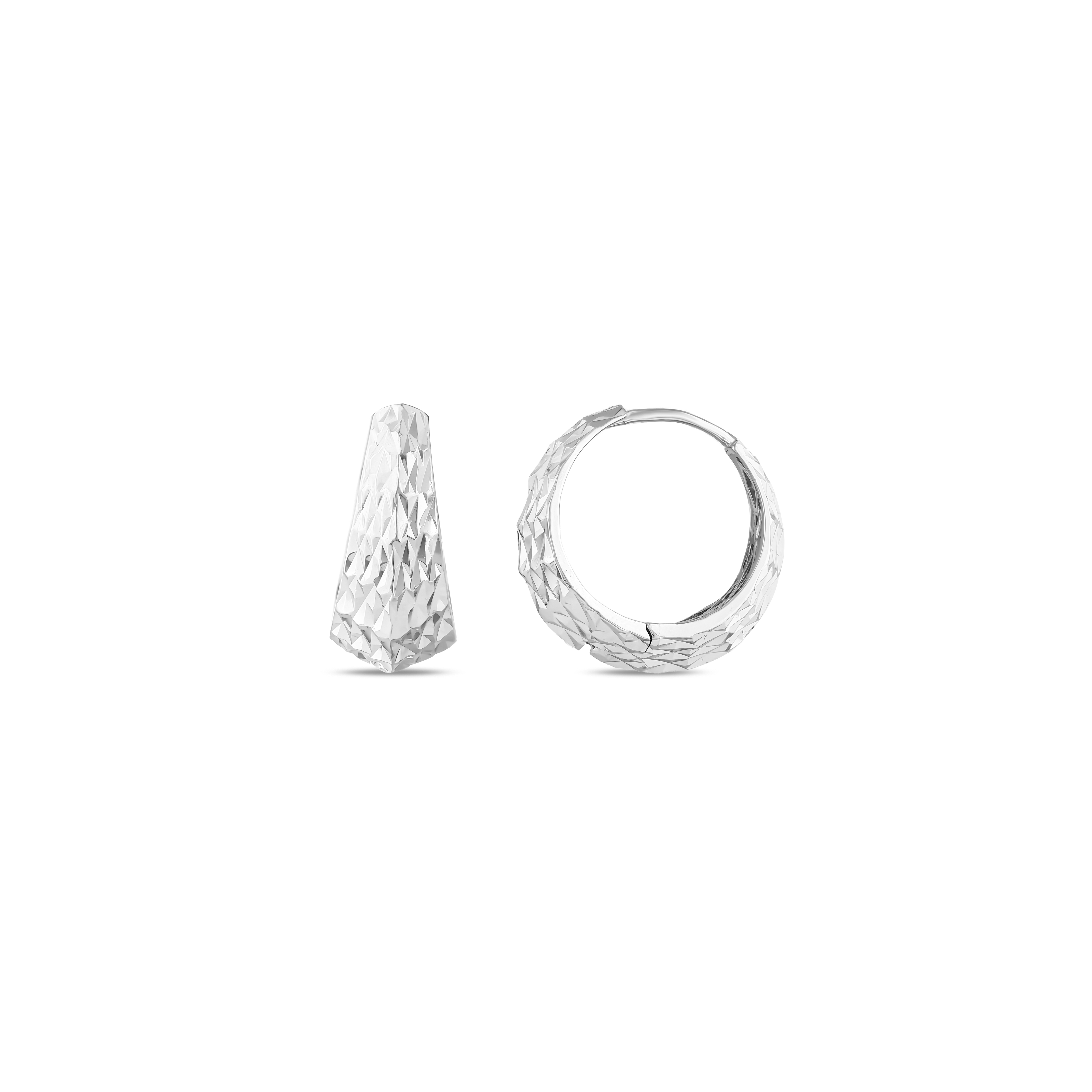 Gift Collection Diamond Cut Stone-Free Geometric Trapezoid Silver Earrings