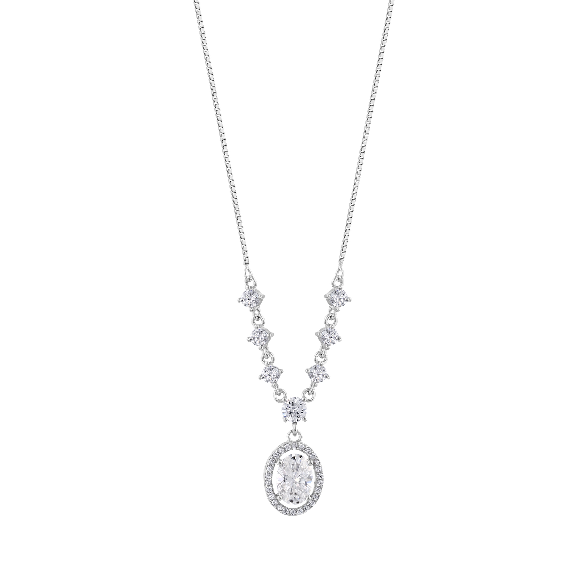 Серебряное колье Gift Collection с овальной огранкой и V-образной формой