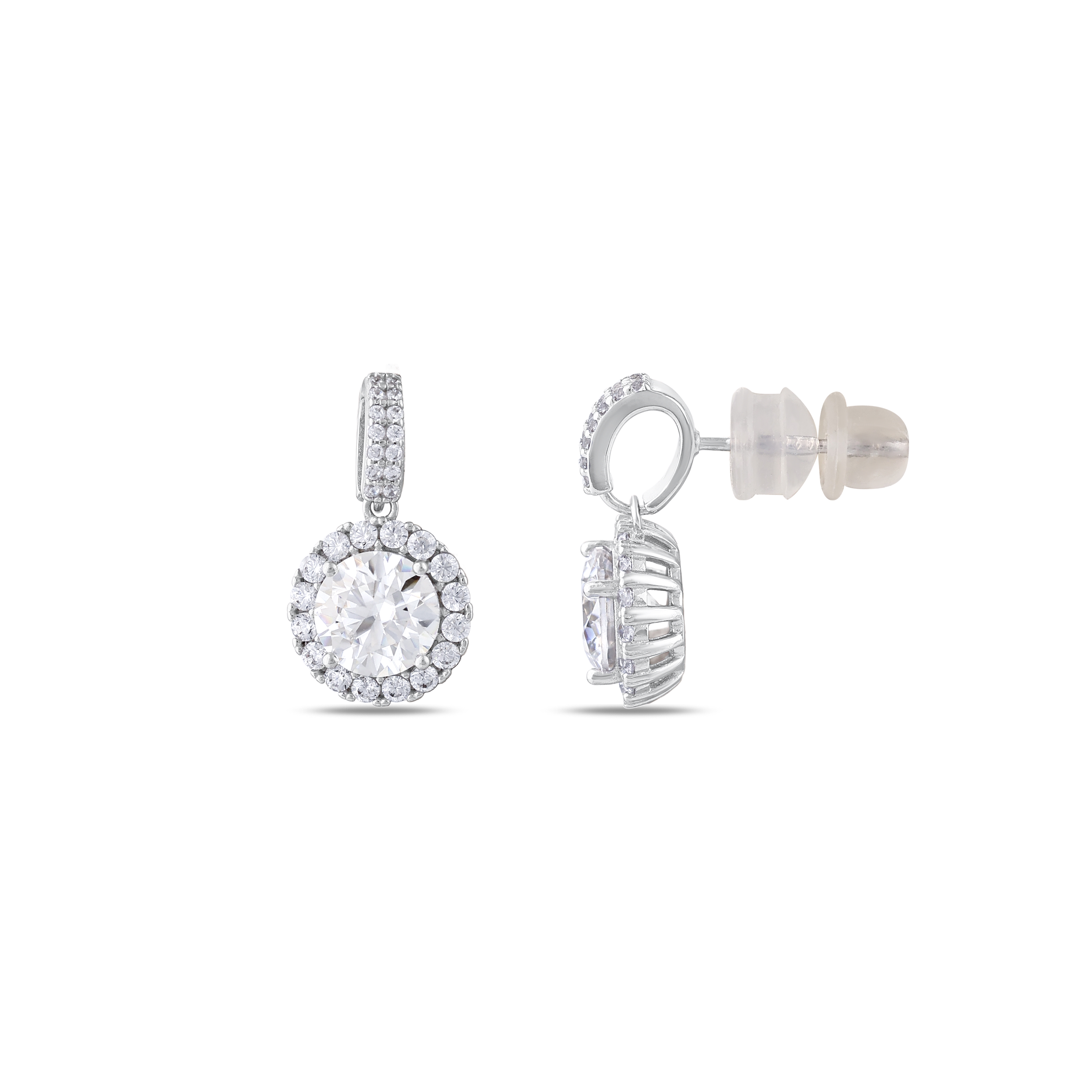 Серьги-подвески из серебра с круглым бриллиантом из коллекции Gift