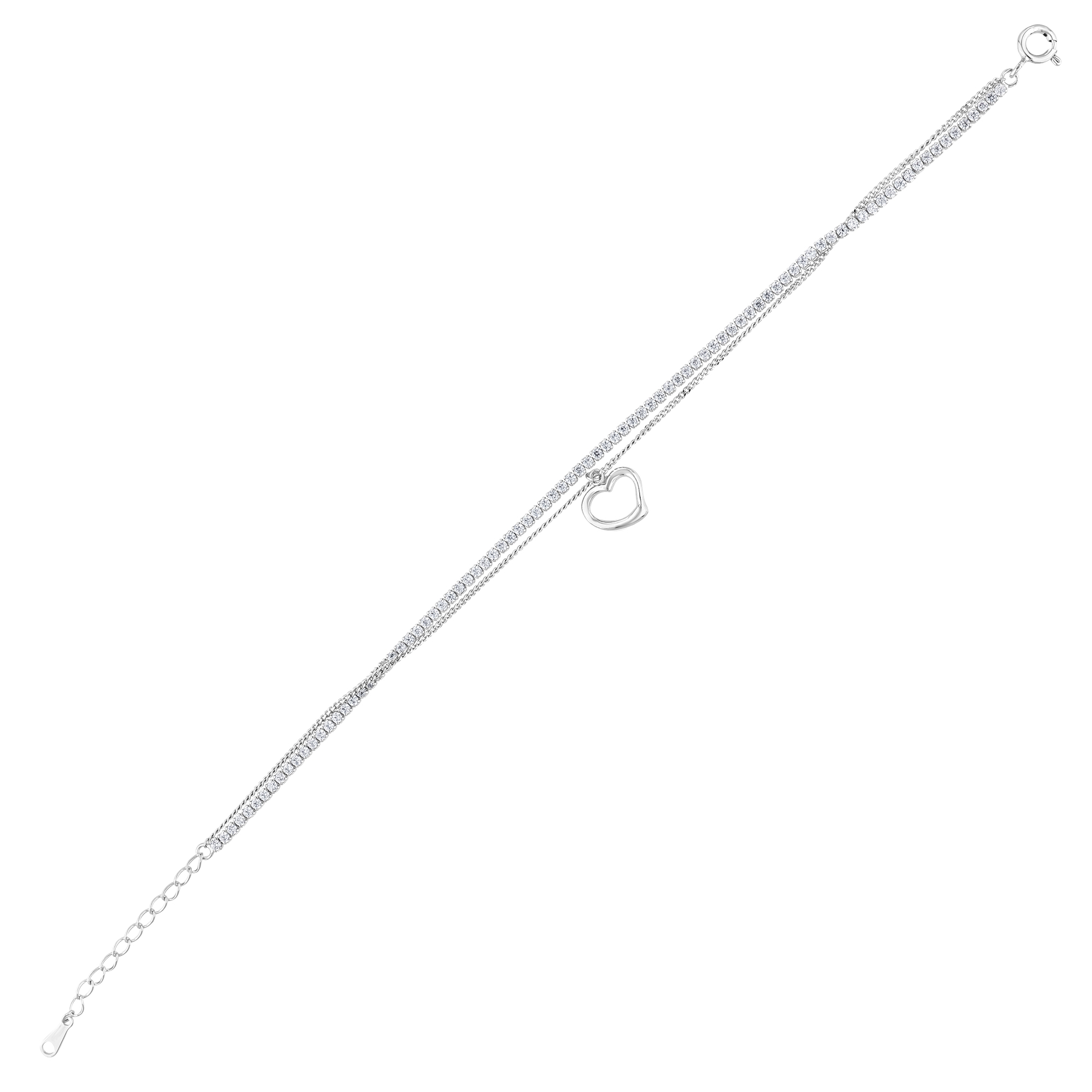 Gift Collection Open Heart Figure Double Row Waterway Silver Women's Bracelet