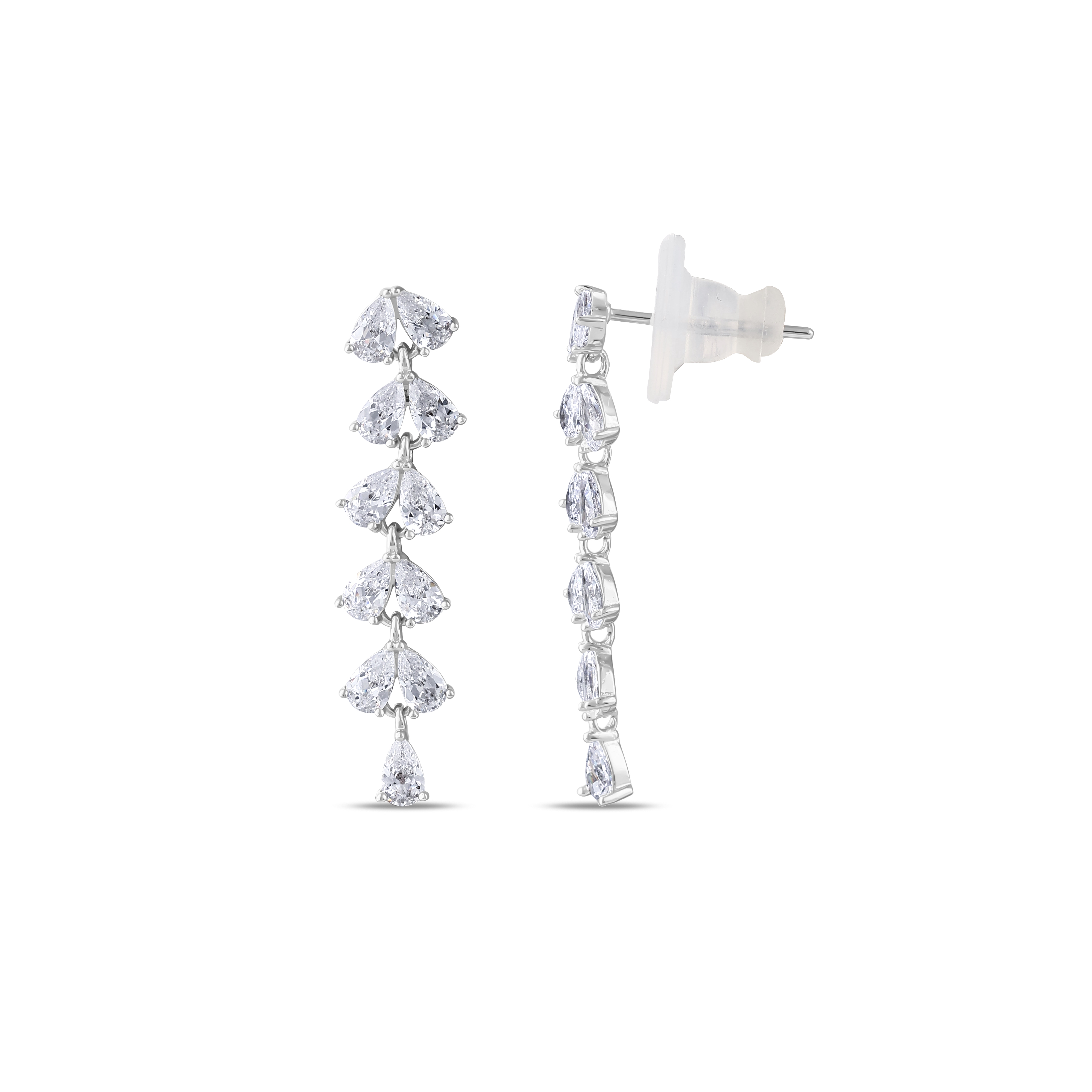Серебряные серьги Gift Collection с каплевидными камнями и ступенчатым дизайном