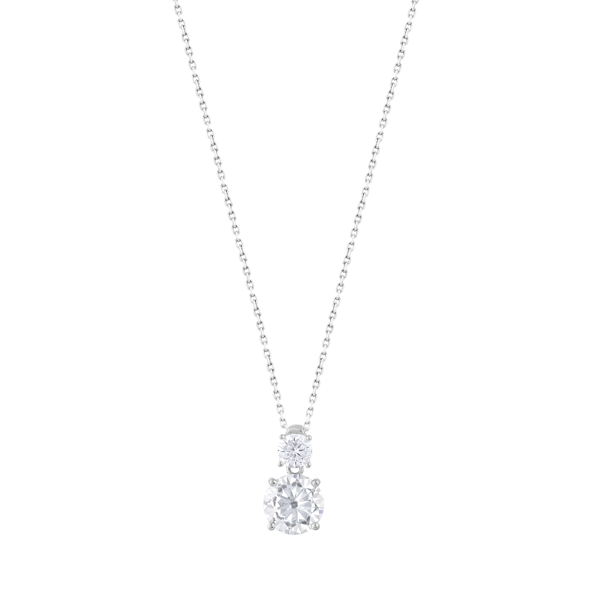 Женское серебряное колье Gift Collection с двойным круглым цирконом