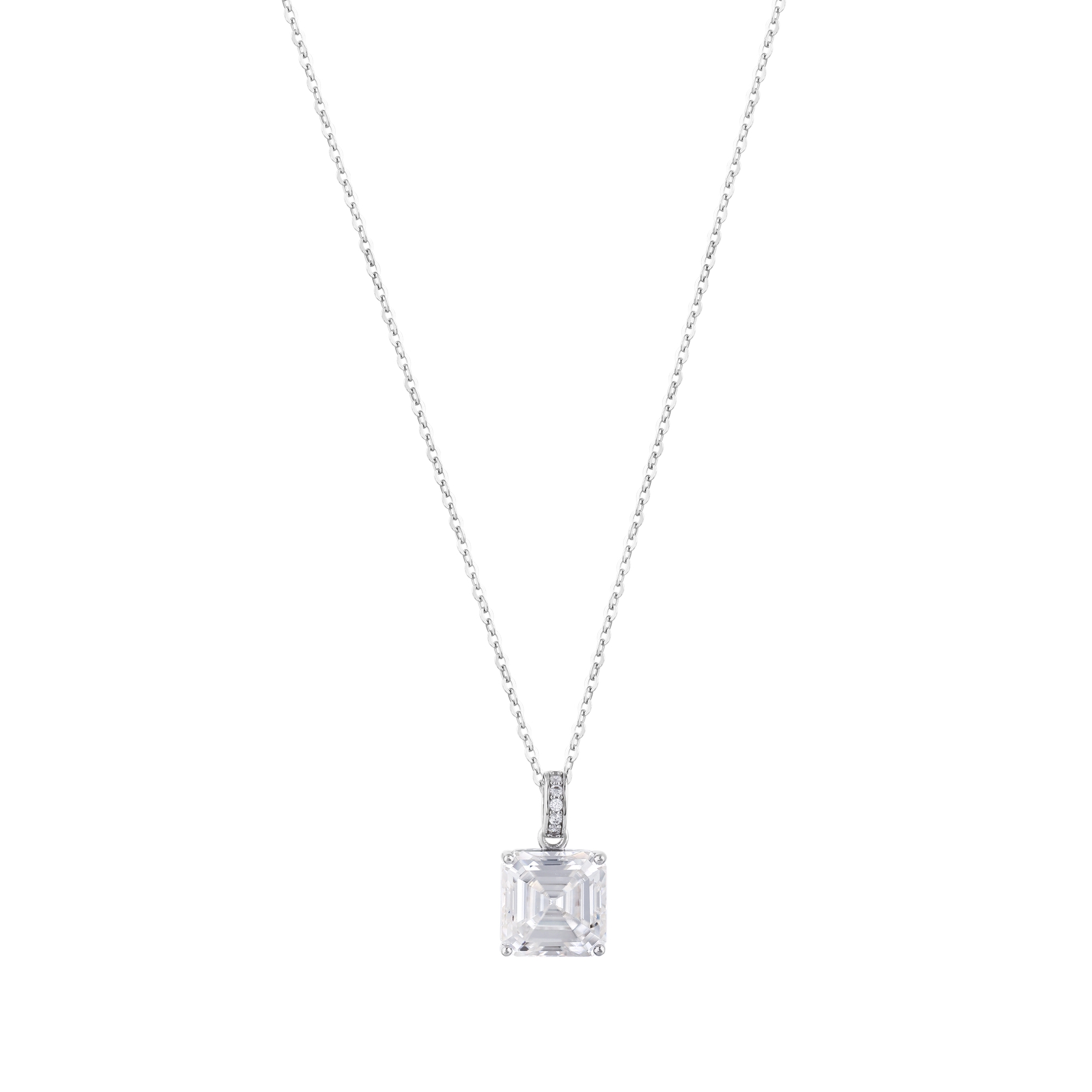 Серебряное женское колье с квадратным цирконом из коллекции Gift