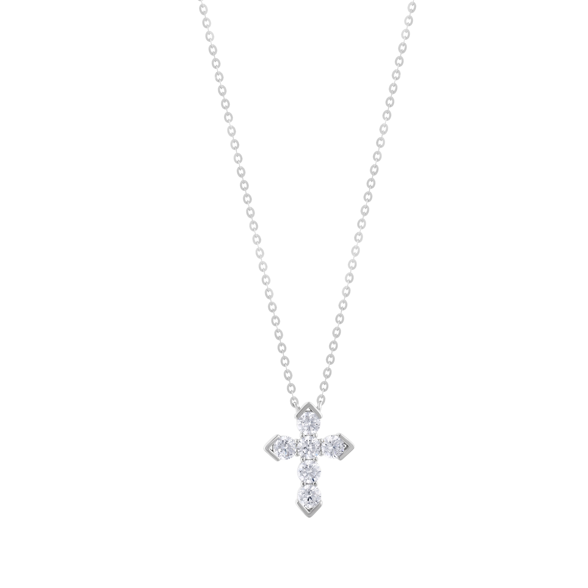 Женское серебряное ожерелье Gift Collection с круглым камнем и крестом в виде стрелы