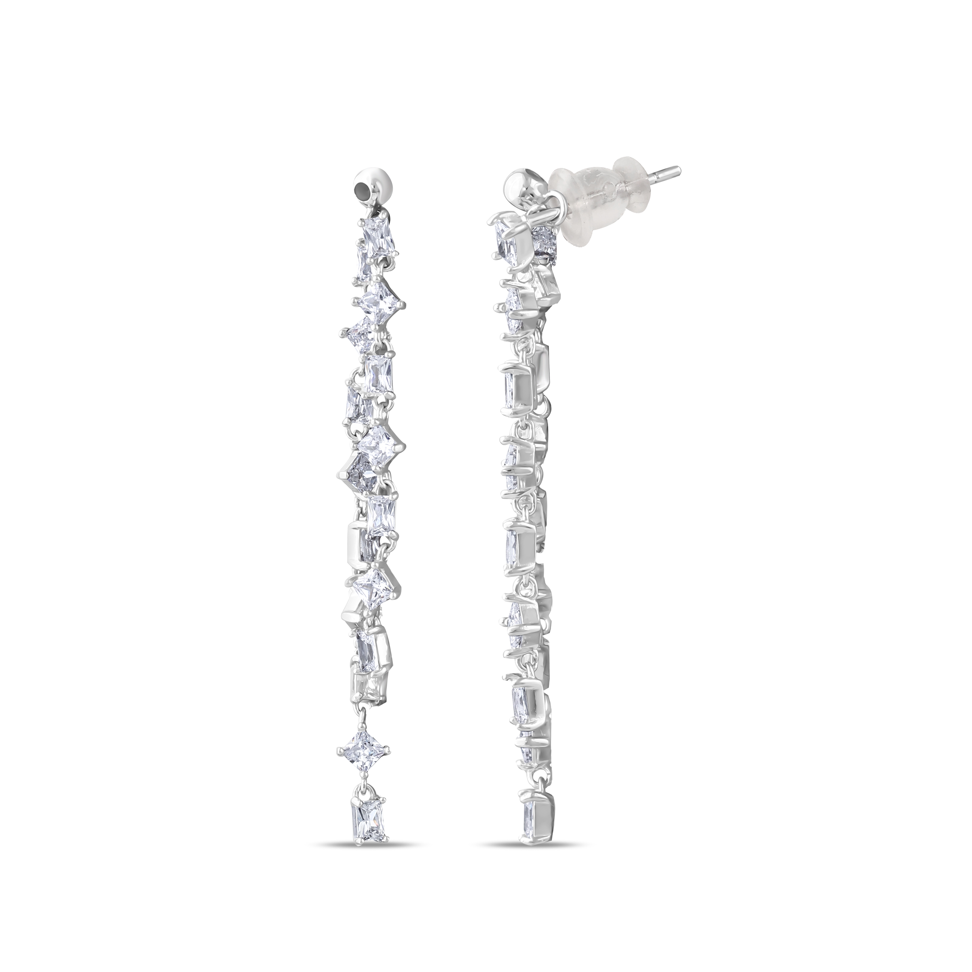 Серебряный браслет Gift Collection с багетом и квадратной огранкой, с камнями разной формы