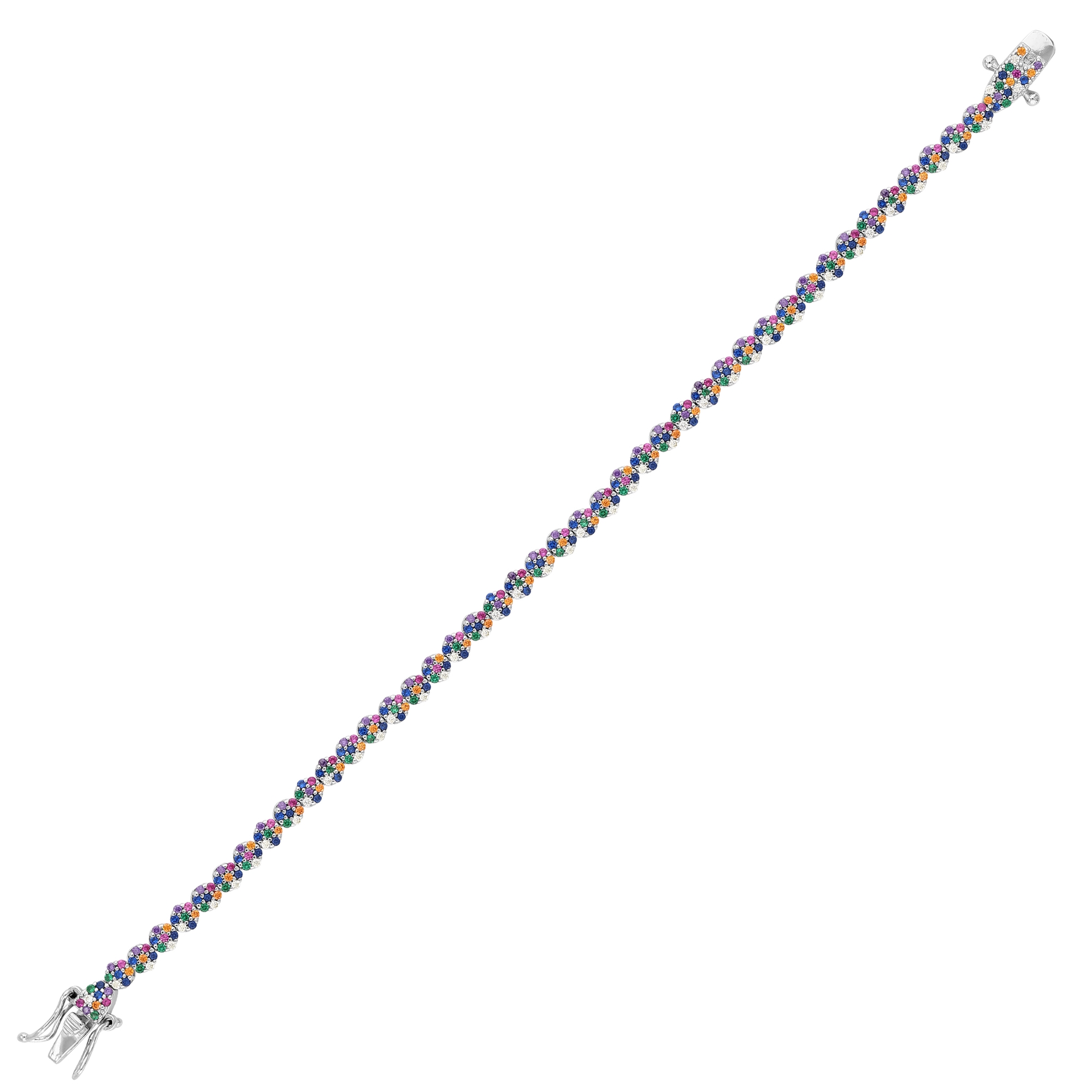 Rainbow Multicolor Taşlı Silver Su Yolu Bileklik