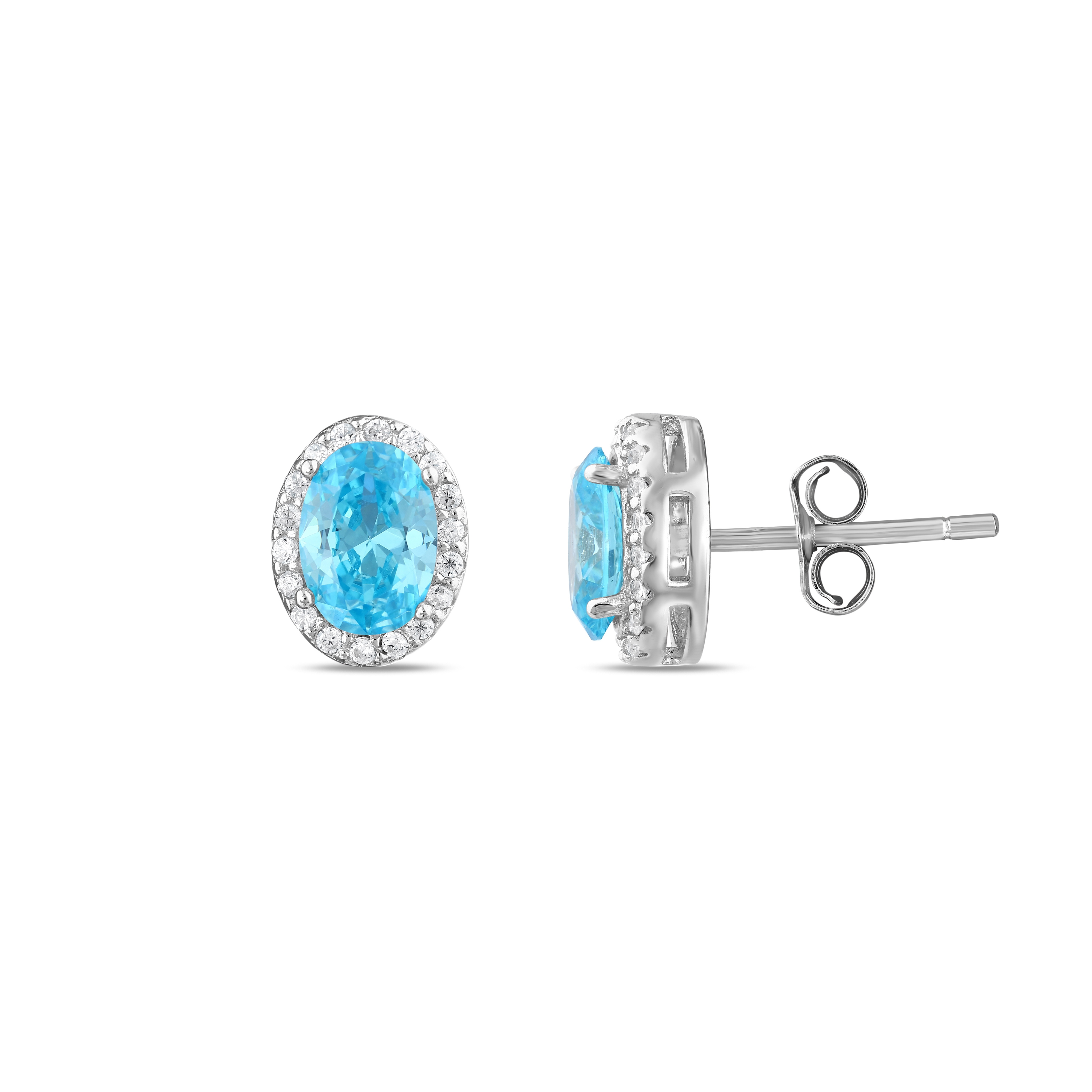 Серебряные серьги Baget Collection с синим цирконом, овальные