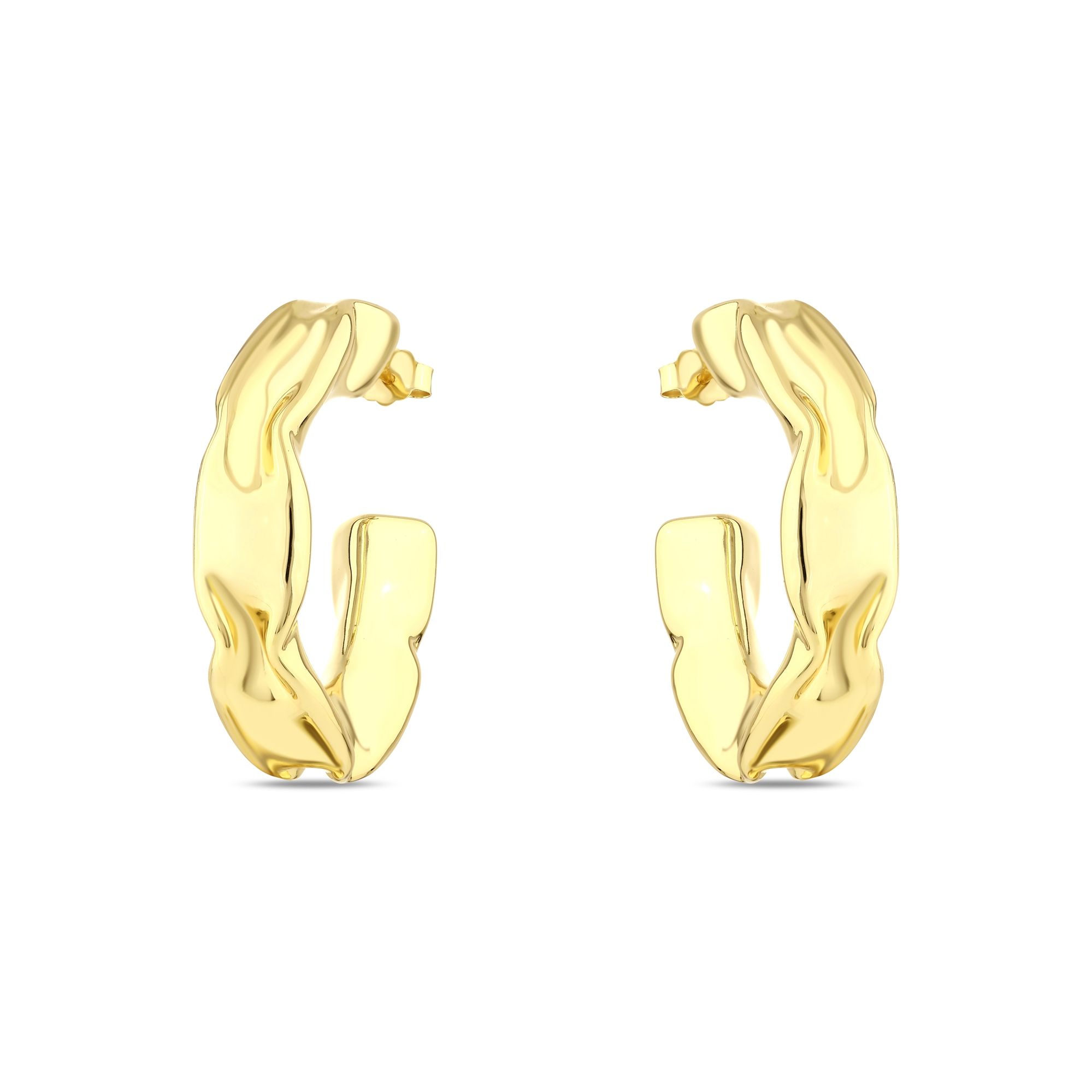Sun Collection Thick Hoop Silver Earring