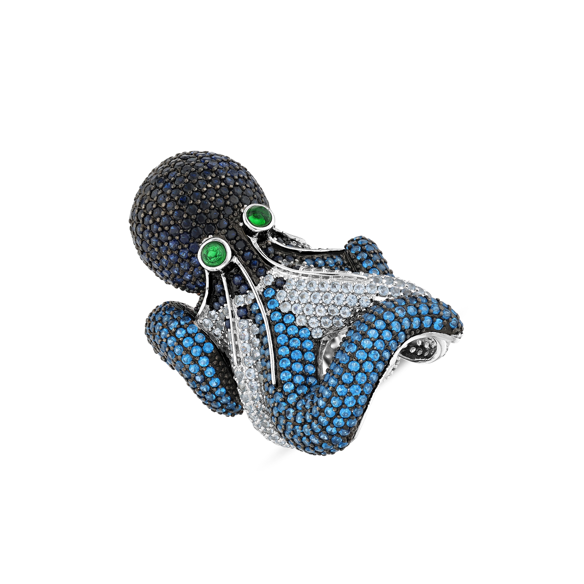 Dream Jungle Collection Blue Stone Octopus Silver Ring