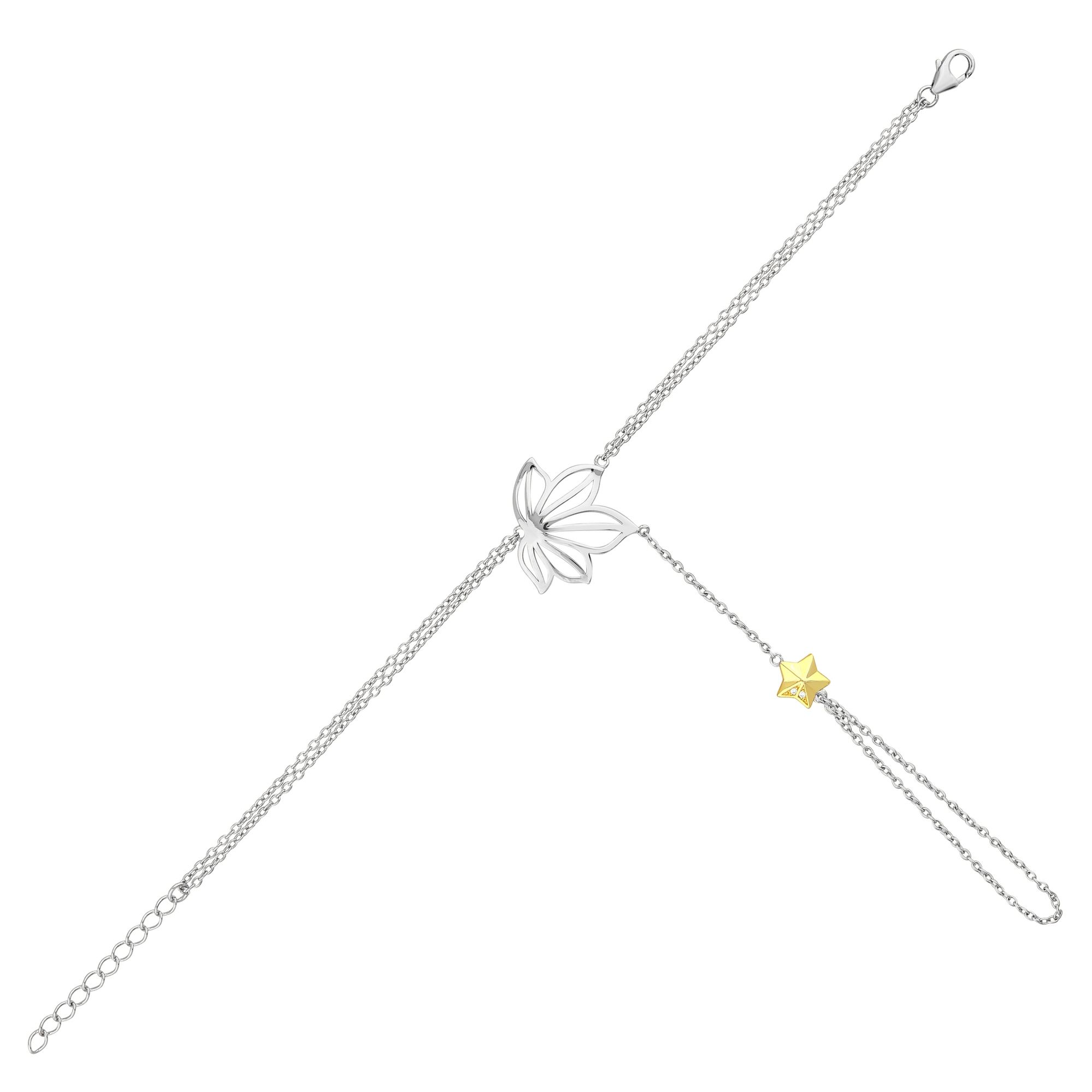 Gift Collection Star and Flower Silver Bracelet
